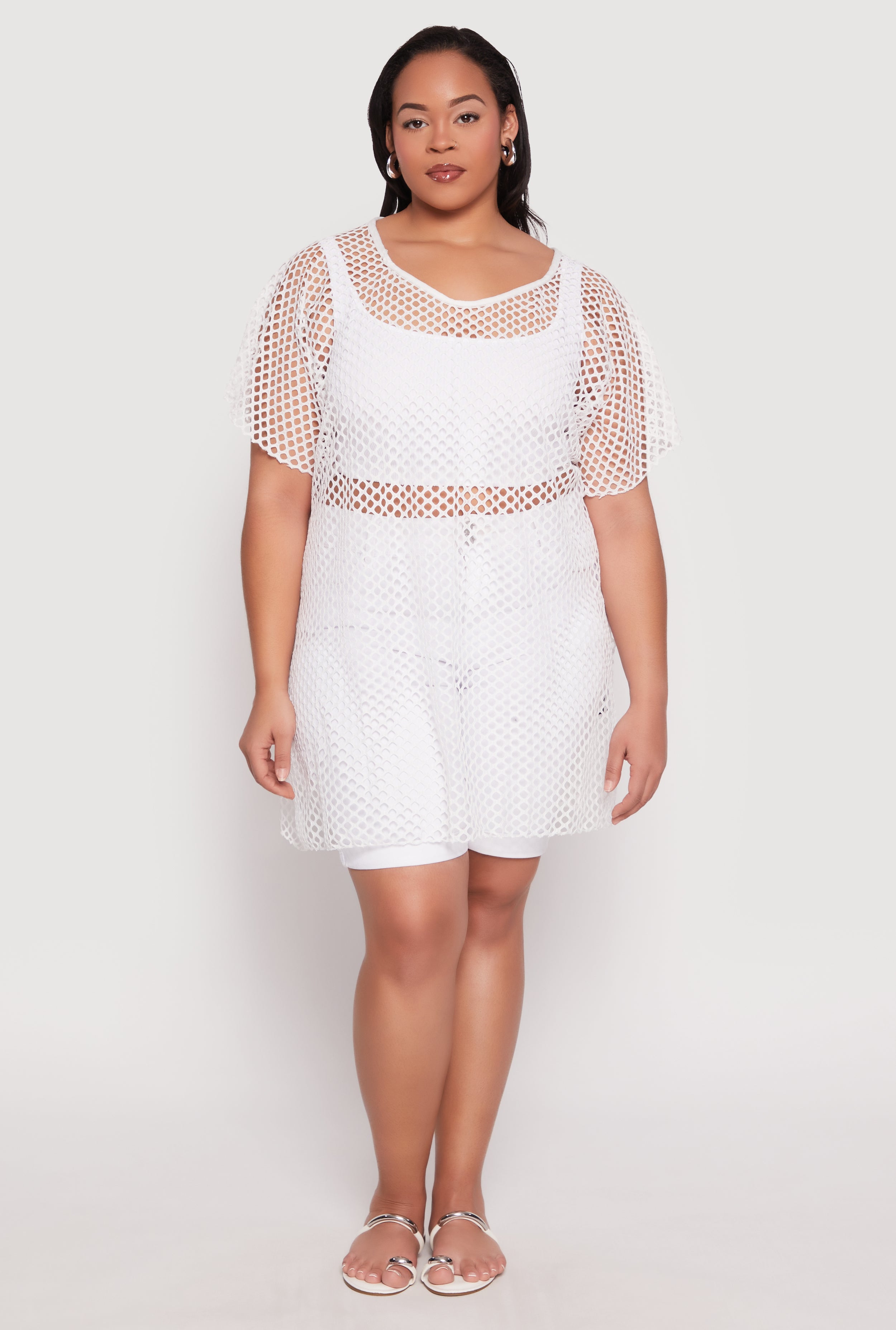 Fishnet cover up top on sale