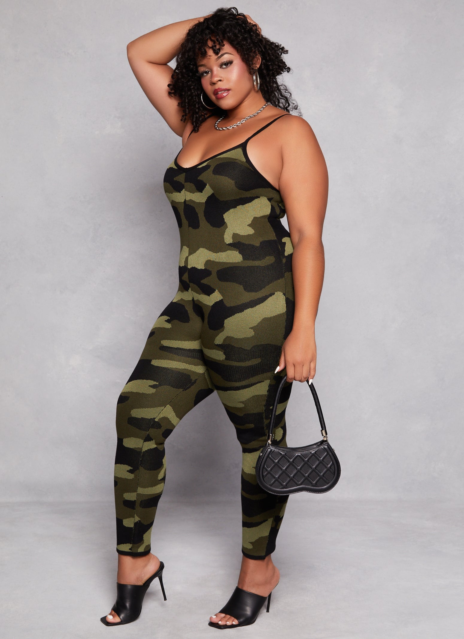 Plus Size Camo Cami Jumpsuit