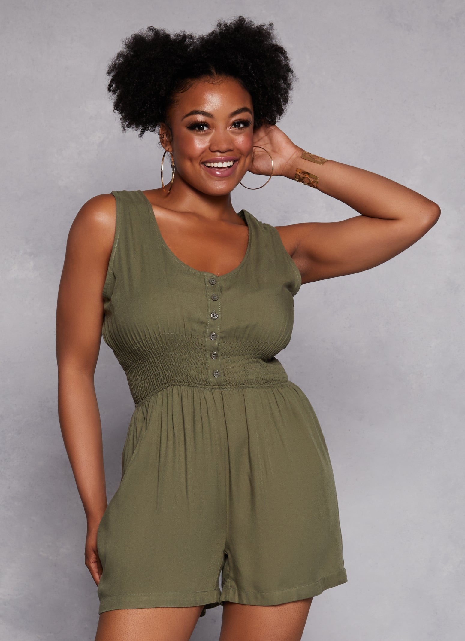 Olive green romper hotsell