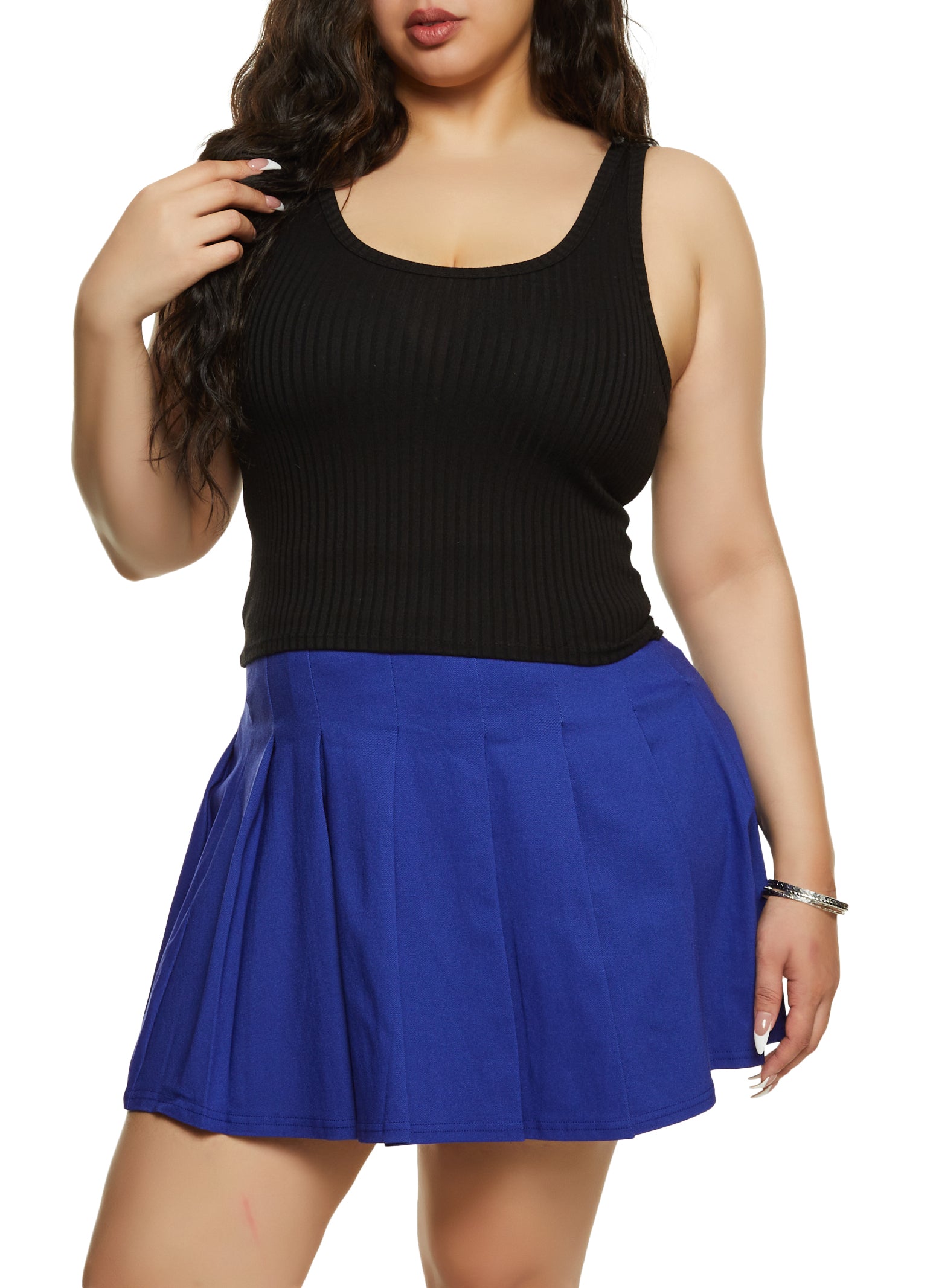 Plus Size Pleated Mini Skirt