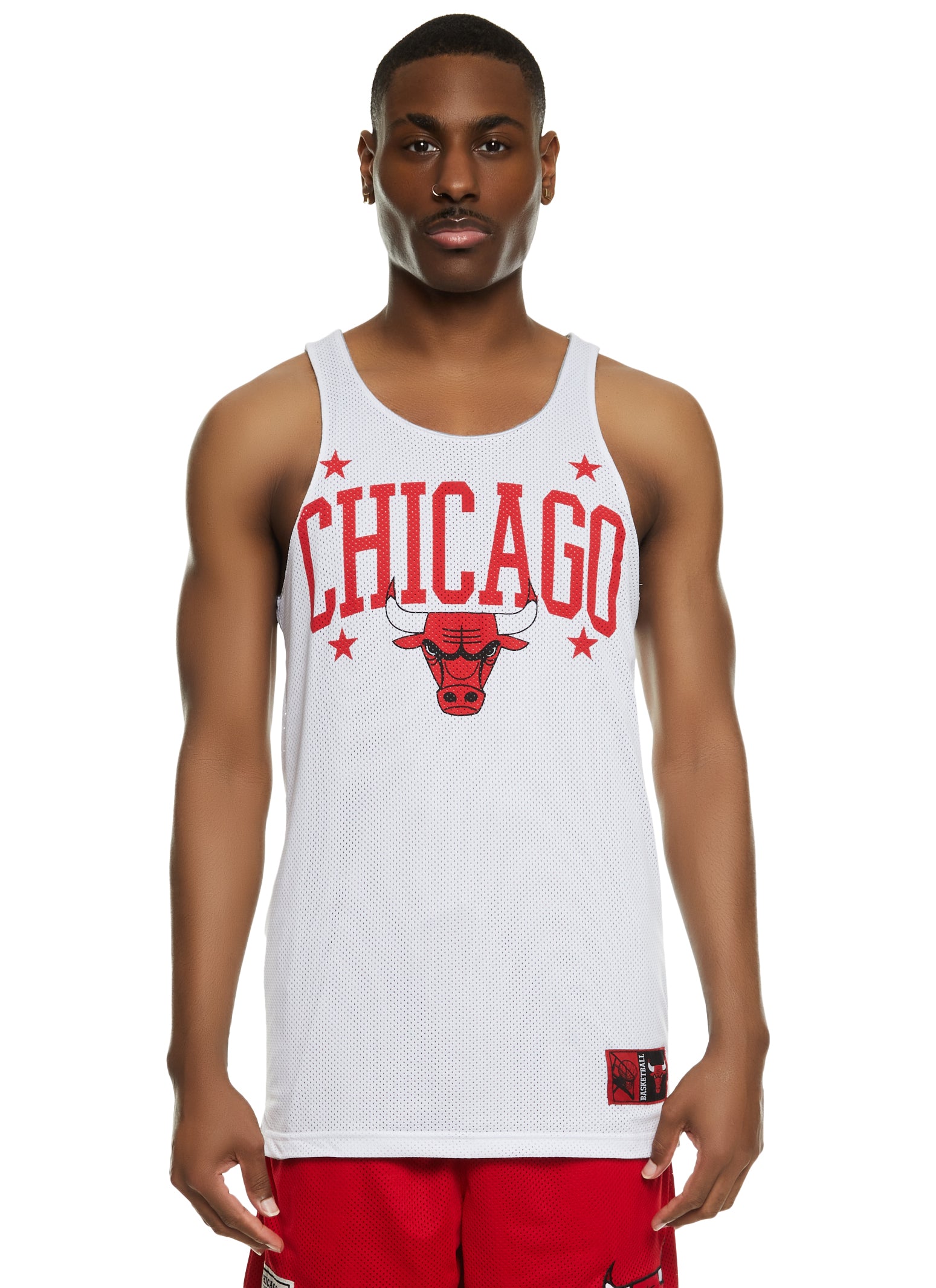 Mens NBA Reversible Chicago Bulls Logo Jersey Tank Top - White