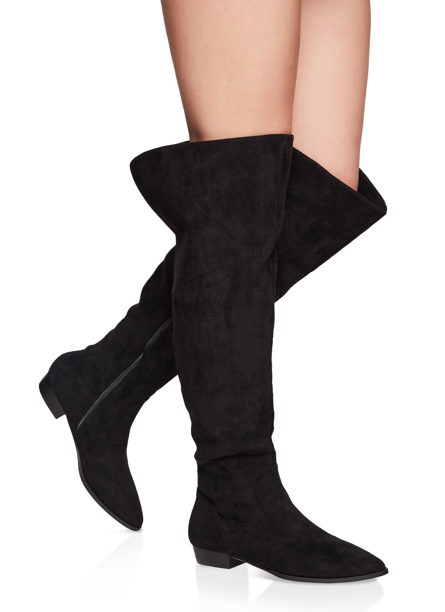 Over the knee boots black suede flat hotsell