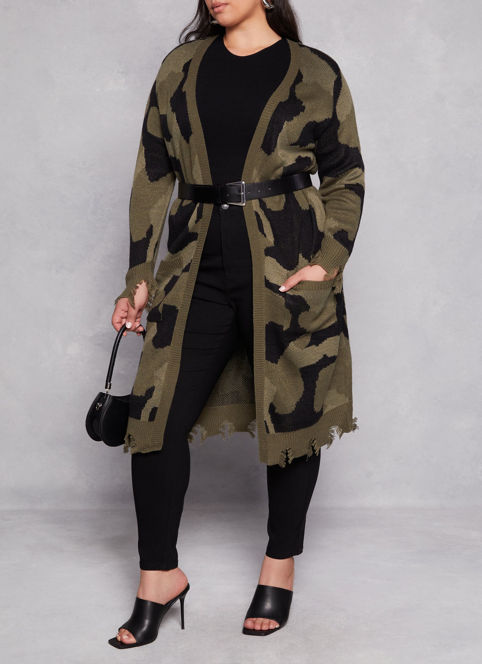 Long camo cardigan hotsell