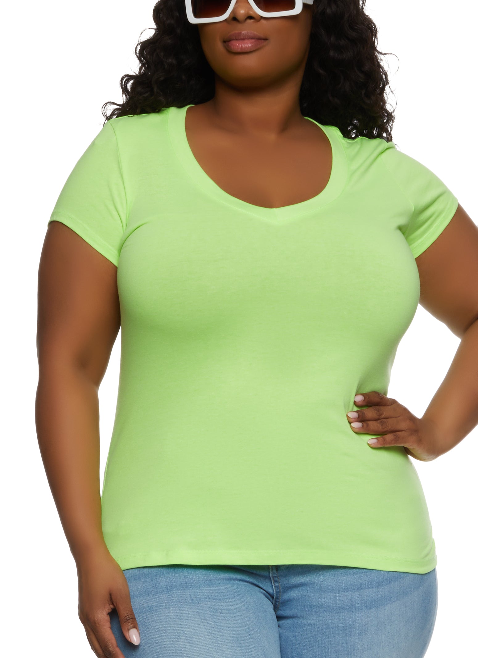 Plus Size V Neck Tee