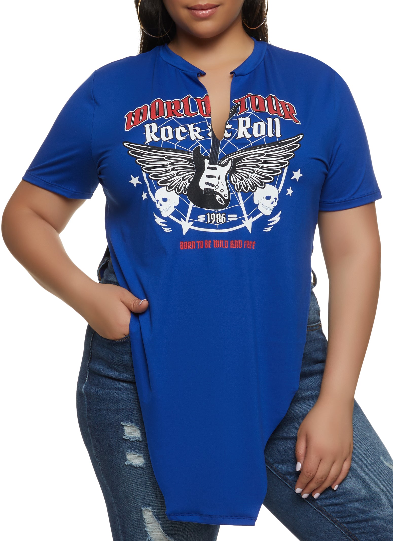Rock Roll Hanky Hem Graphic - Royal Blue