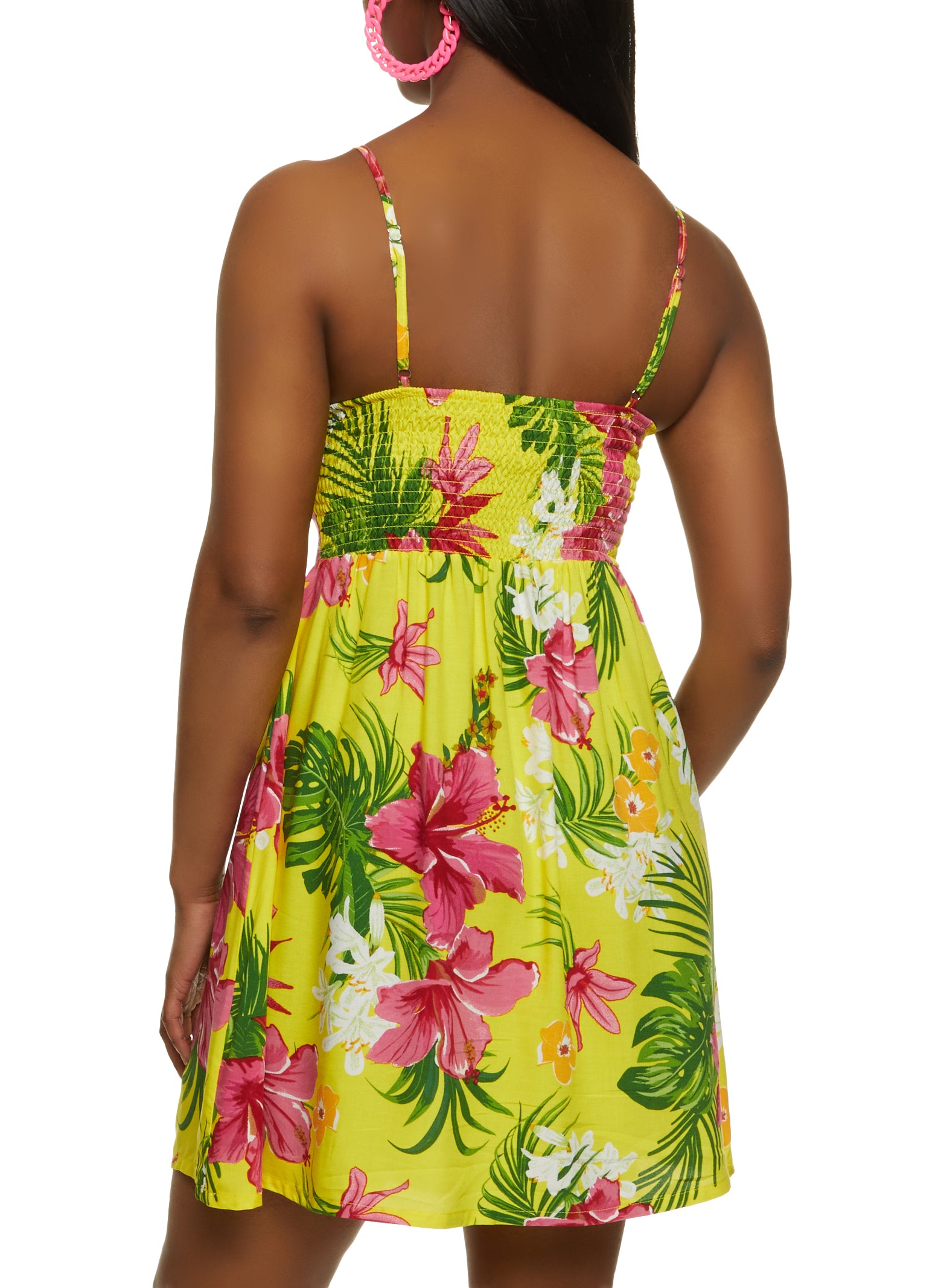 tropical-floral-print-skater-dress