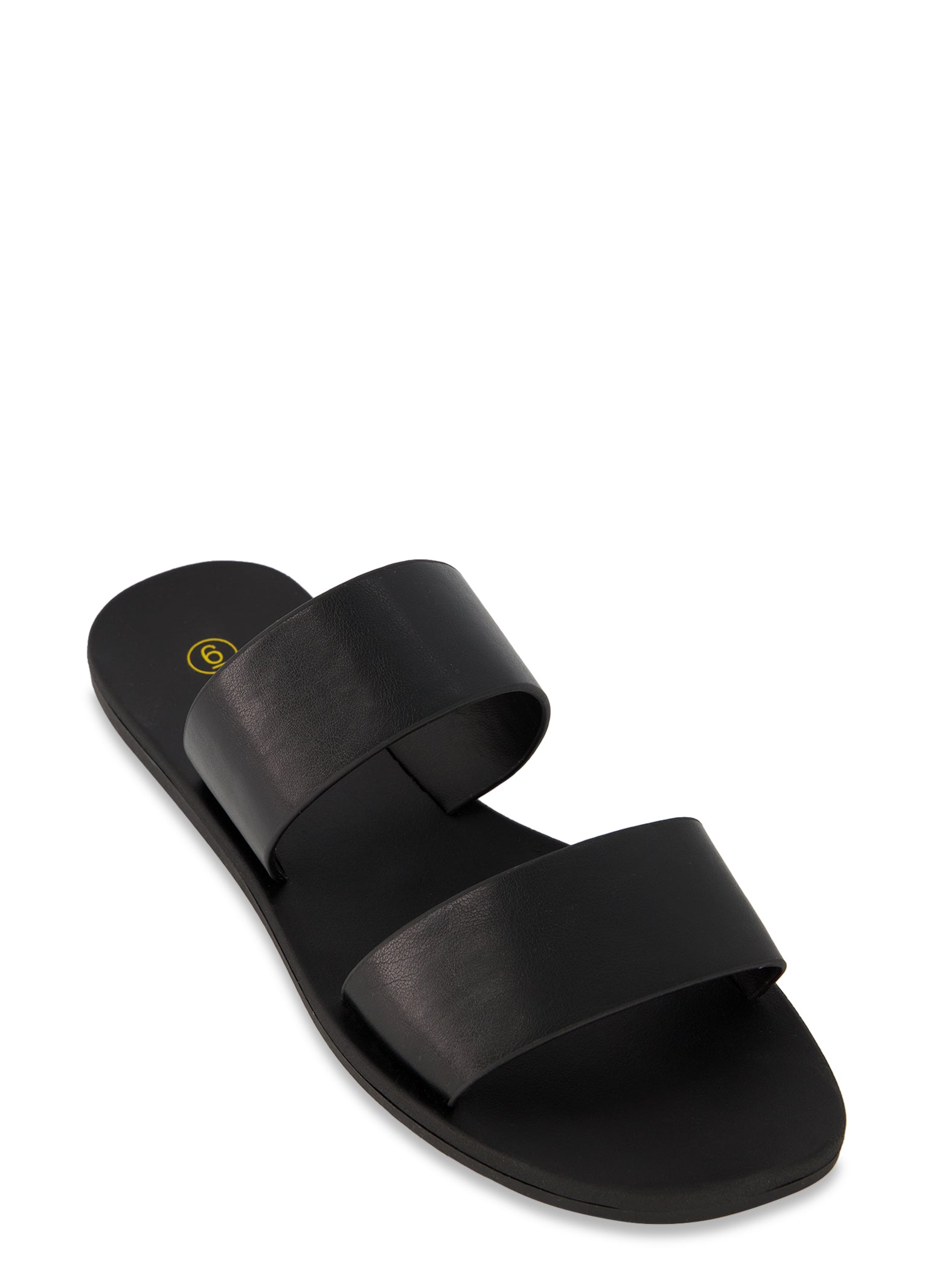 Two Strap Band Sandals-Black