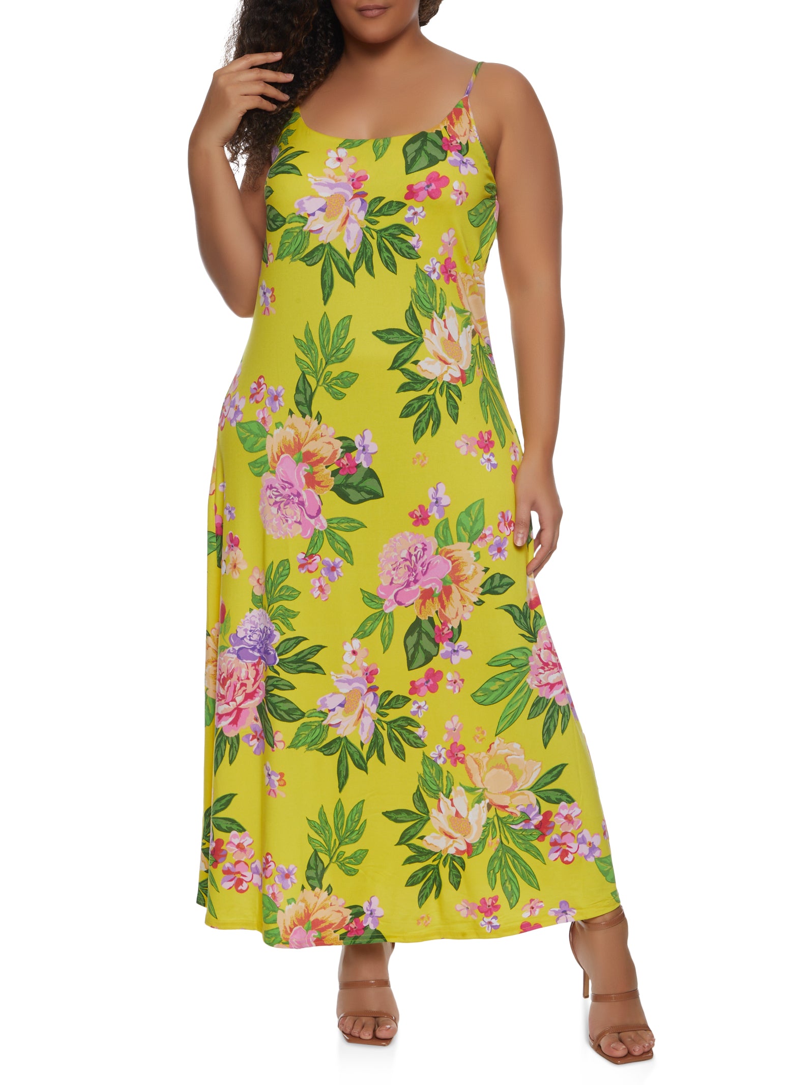 Plus Size Floral Print Maxi Dress 9221