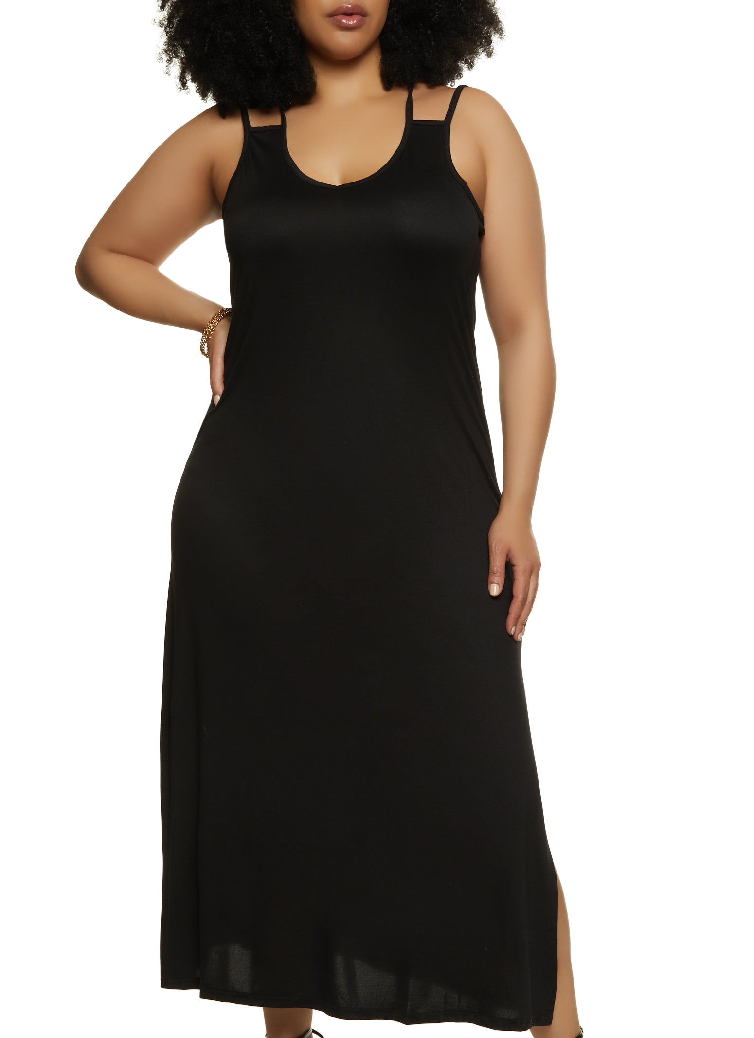 Plus Size Cross Back Maxi Dress - Black