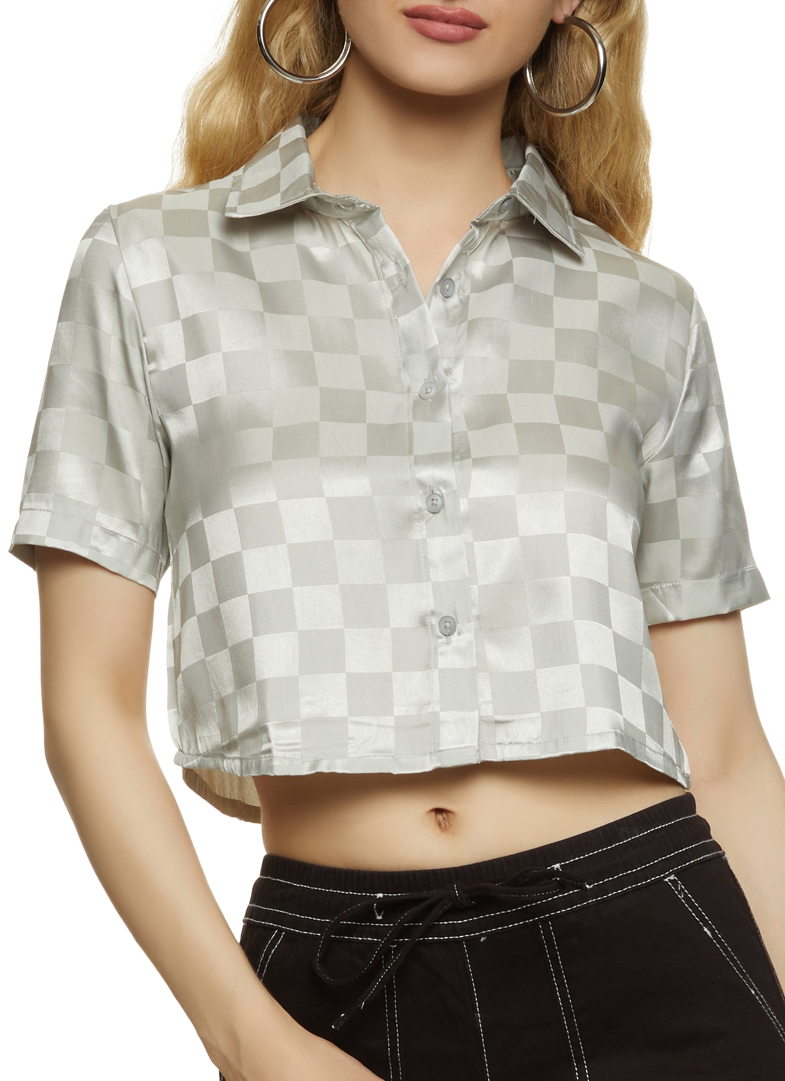 Satin Checkered Shirt