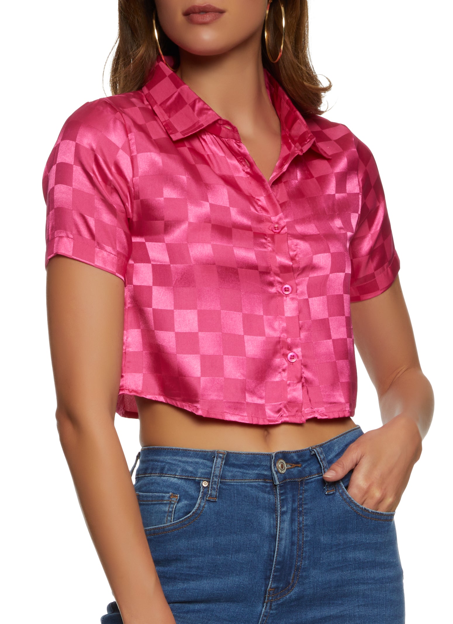 Satin Checkered Shirt