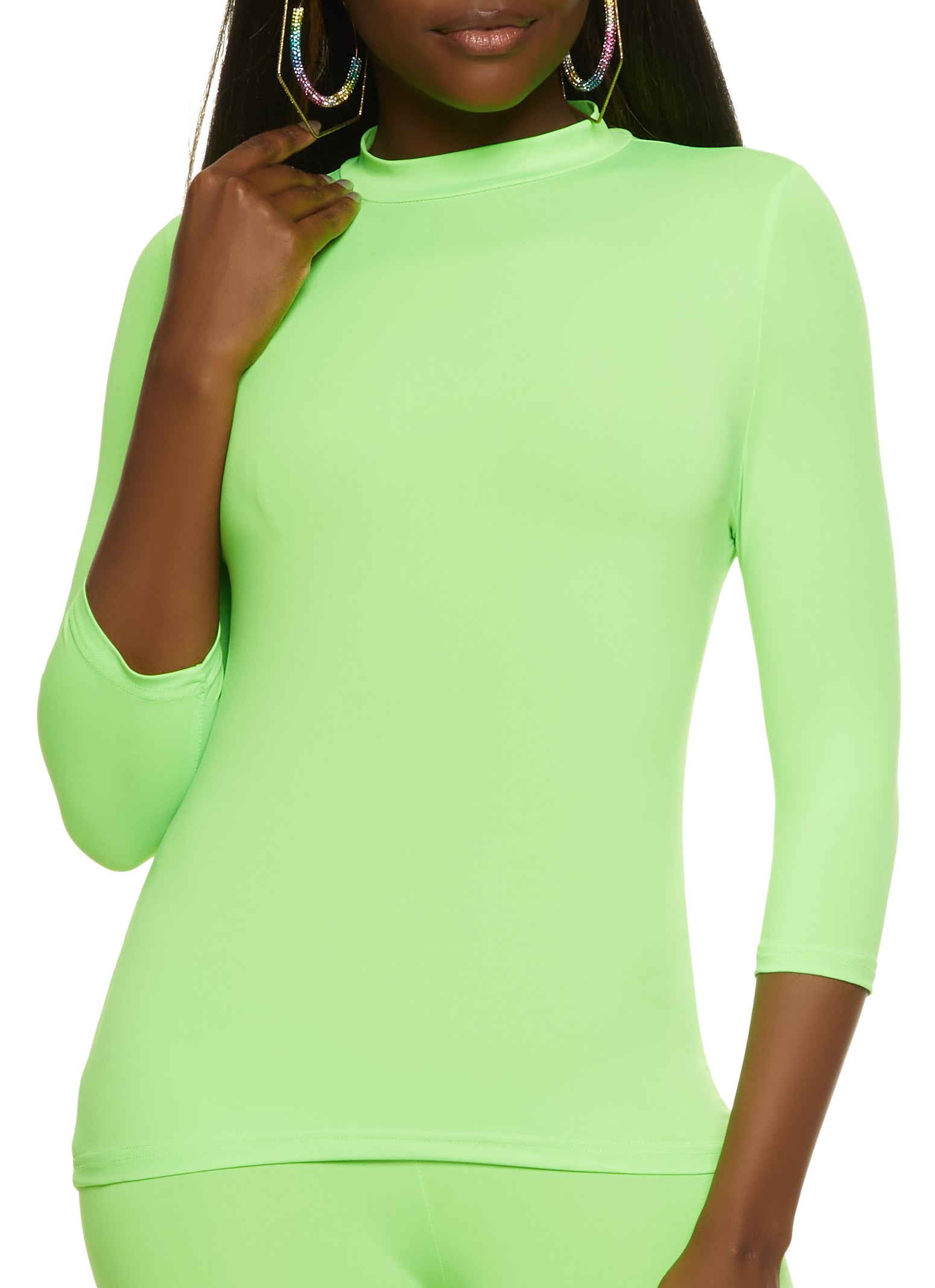 Lime green hot sale mock neck