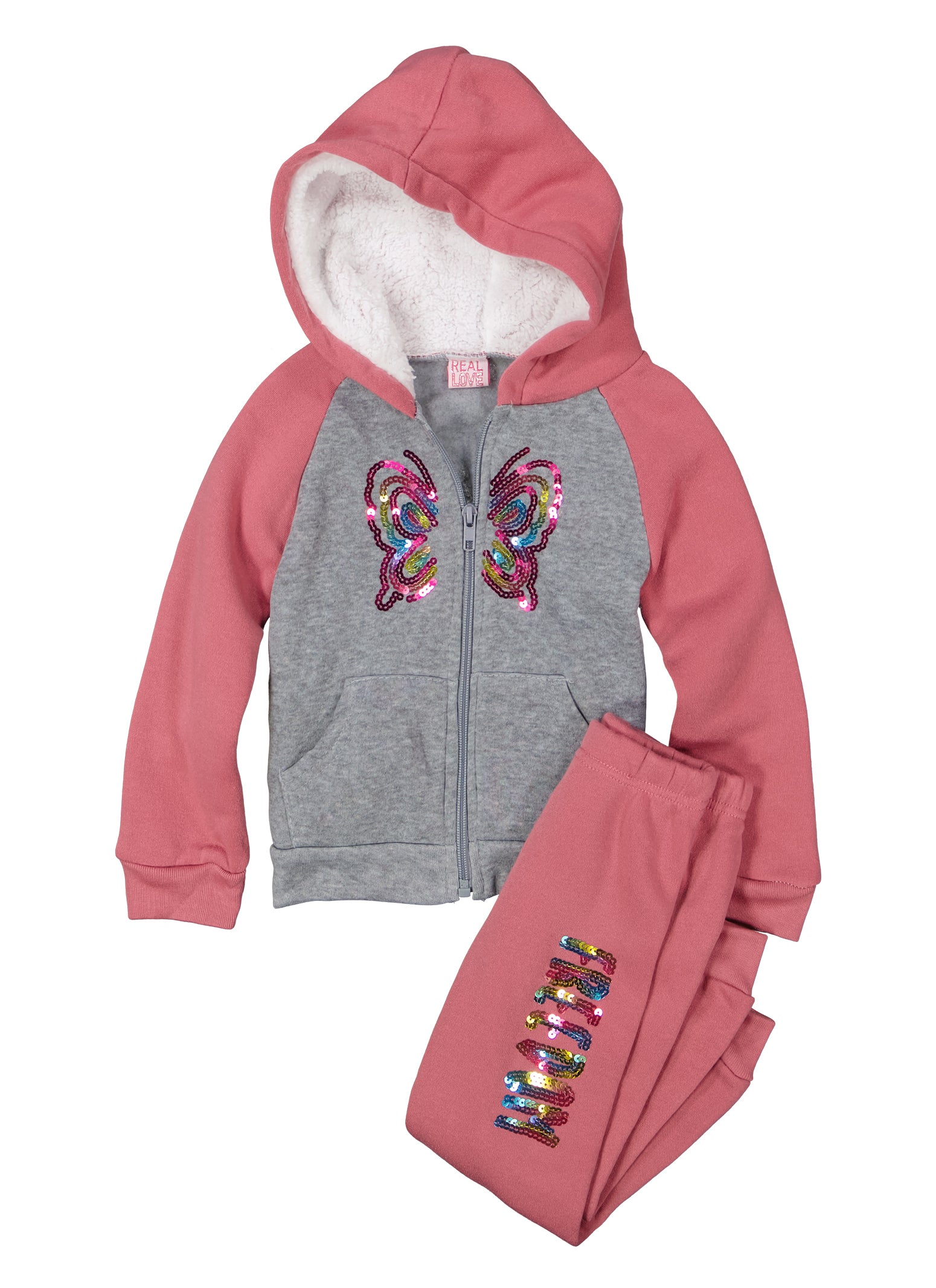 Pink Rabbit Cotton Looper Full Sleeves Hooded Sweatshirt Hearts Print- Grey - Looper - 12 to 18 Months - Girls - for Toddler