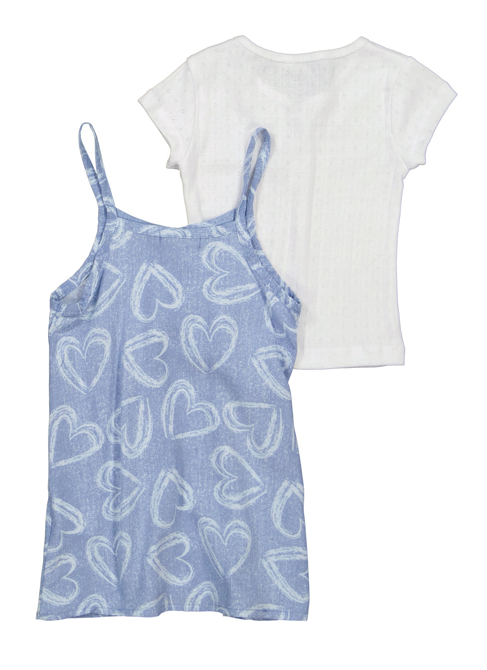 Toddler Girls Heart Print Cami Dress with Top - Medium Wash