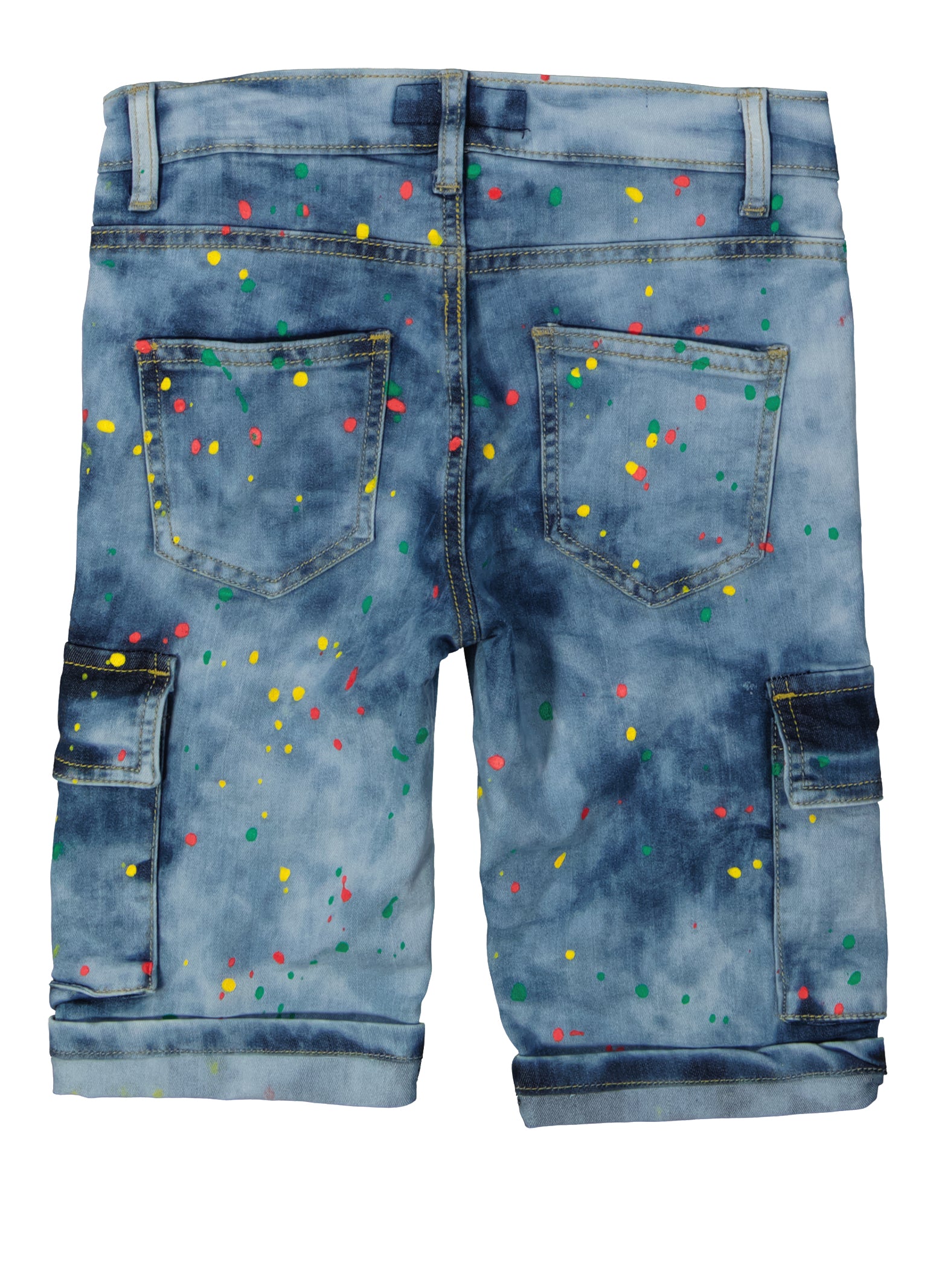 Girls Paint Splatter Denim Cargo Shorts
