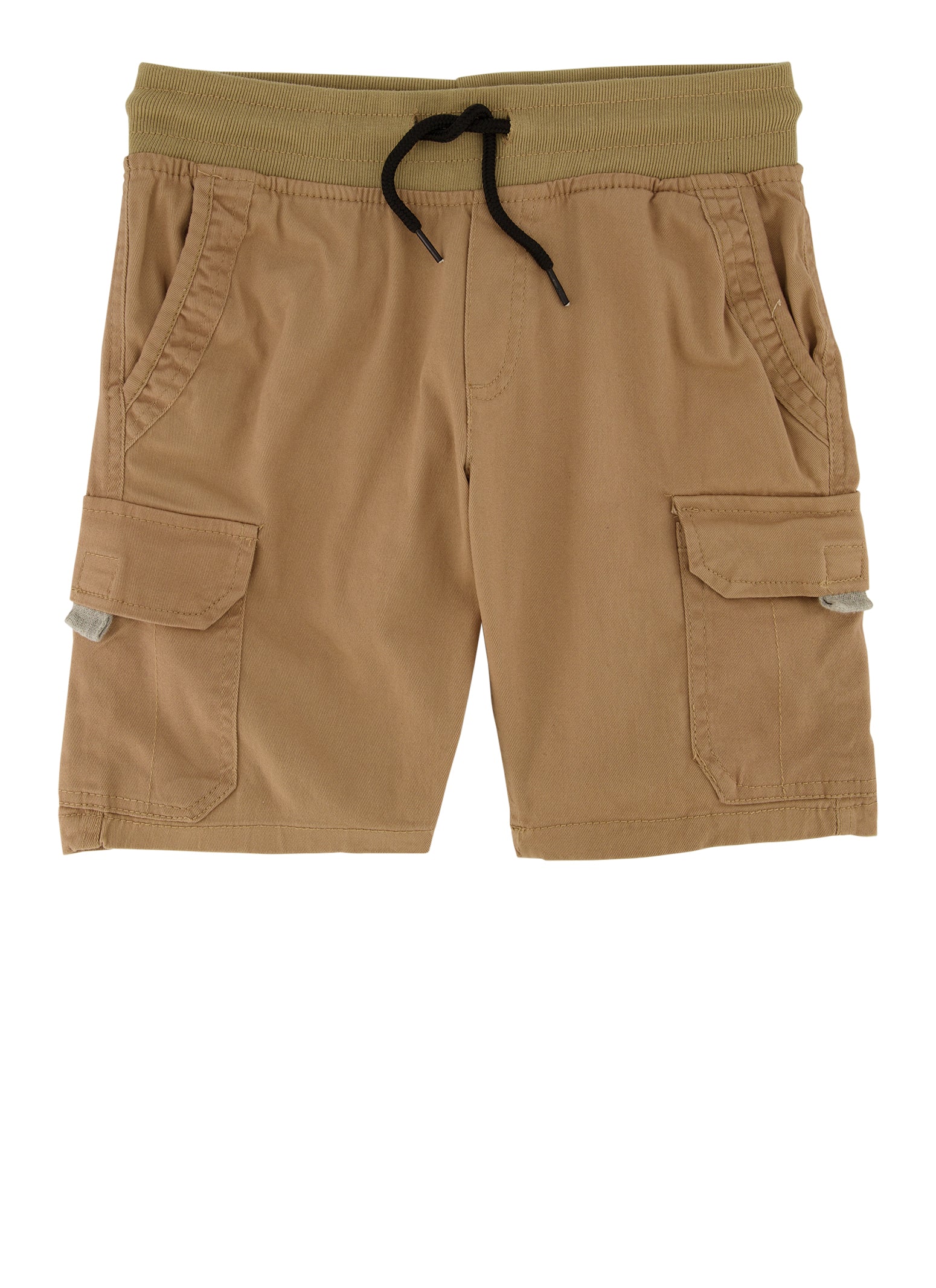 Boys Twill Drawstring Waist Cargo Shorts - Khaki