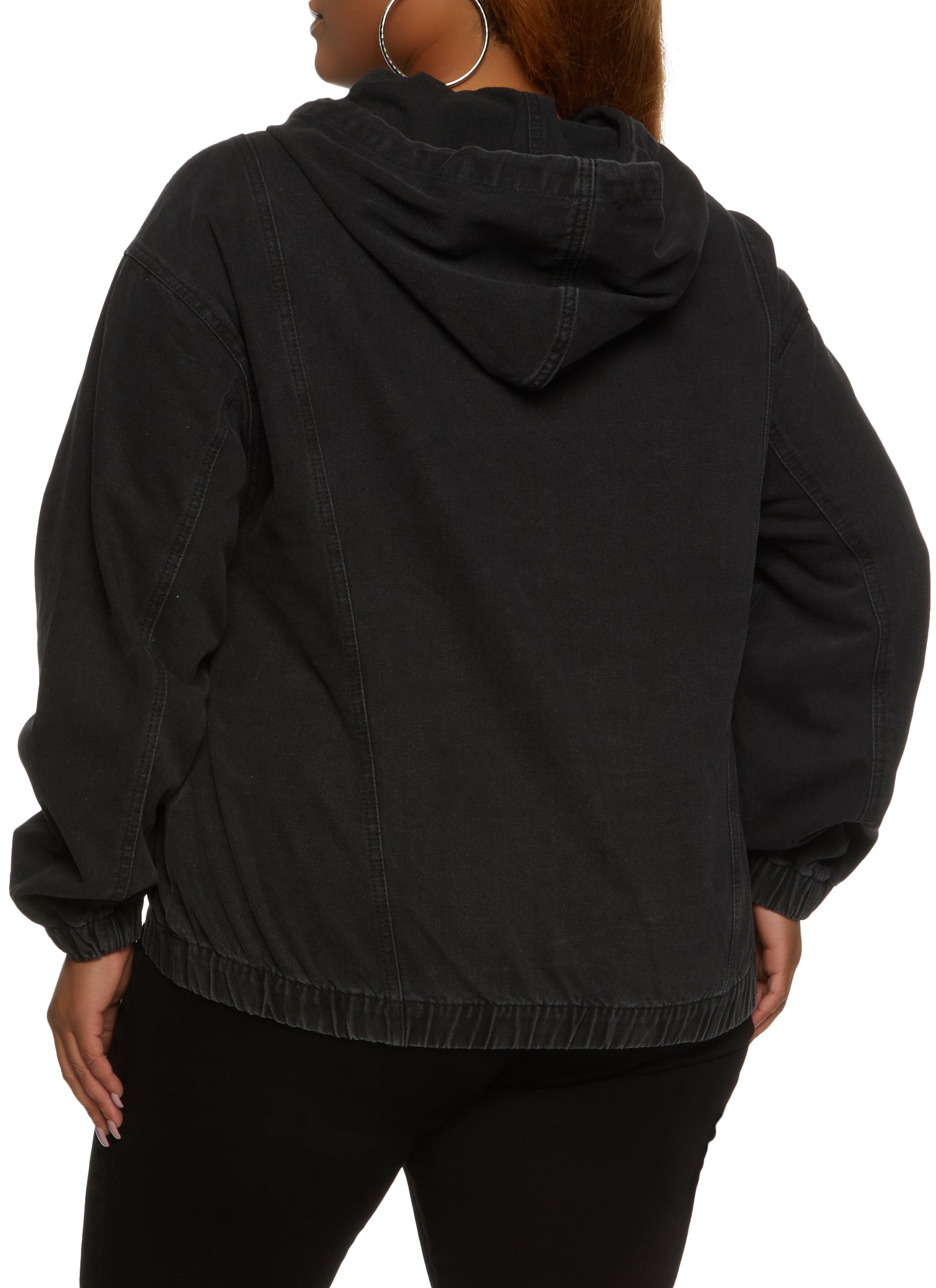 Plus Size Denim Pullover Sweatshirt - Medium Wash