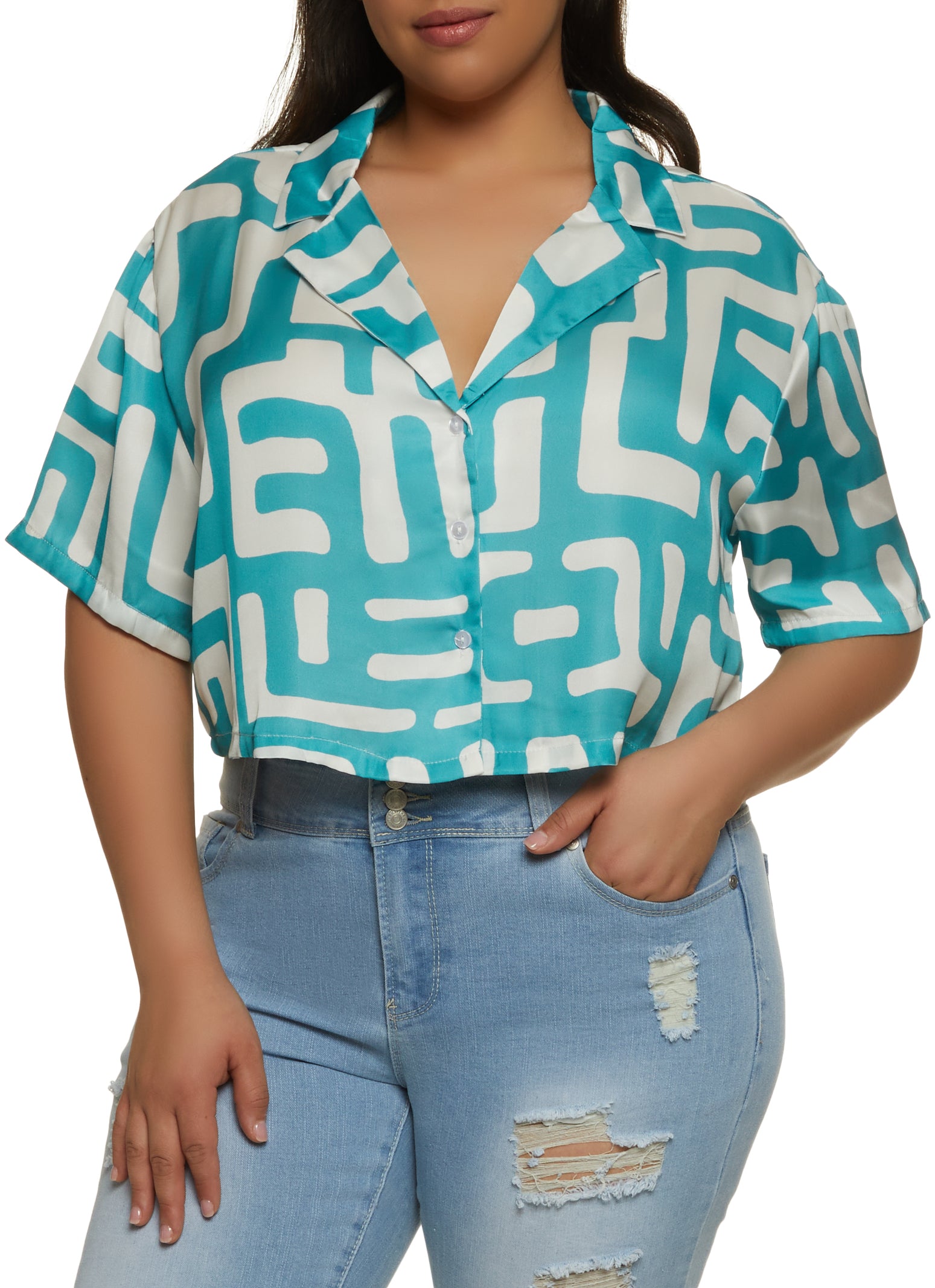 Plus Size Knot Front Shirt