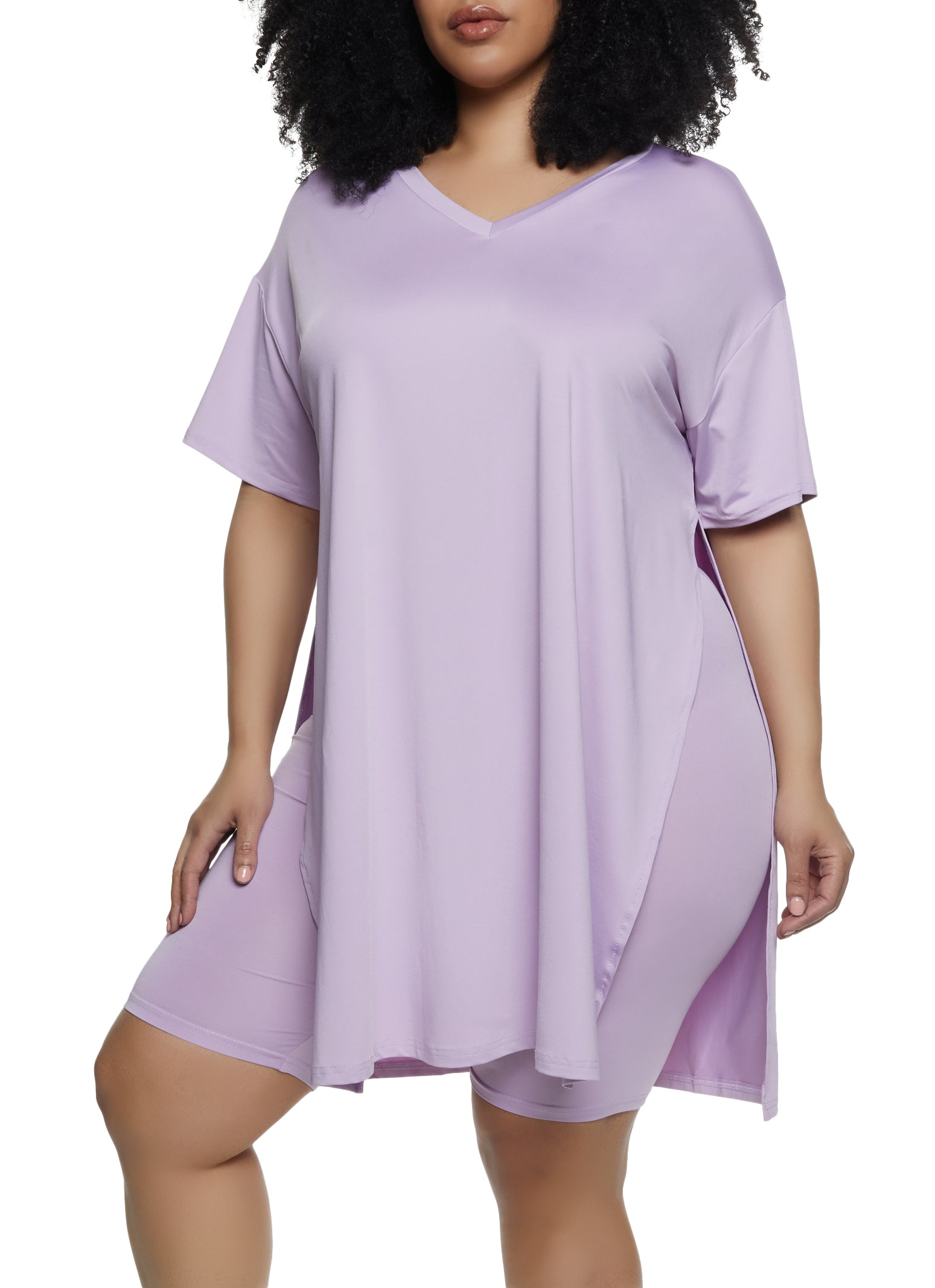 Plus Size Lilac Purple Oversized T-Shirt