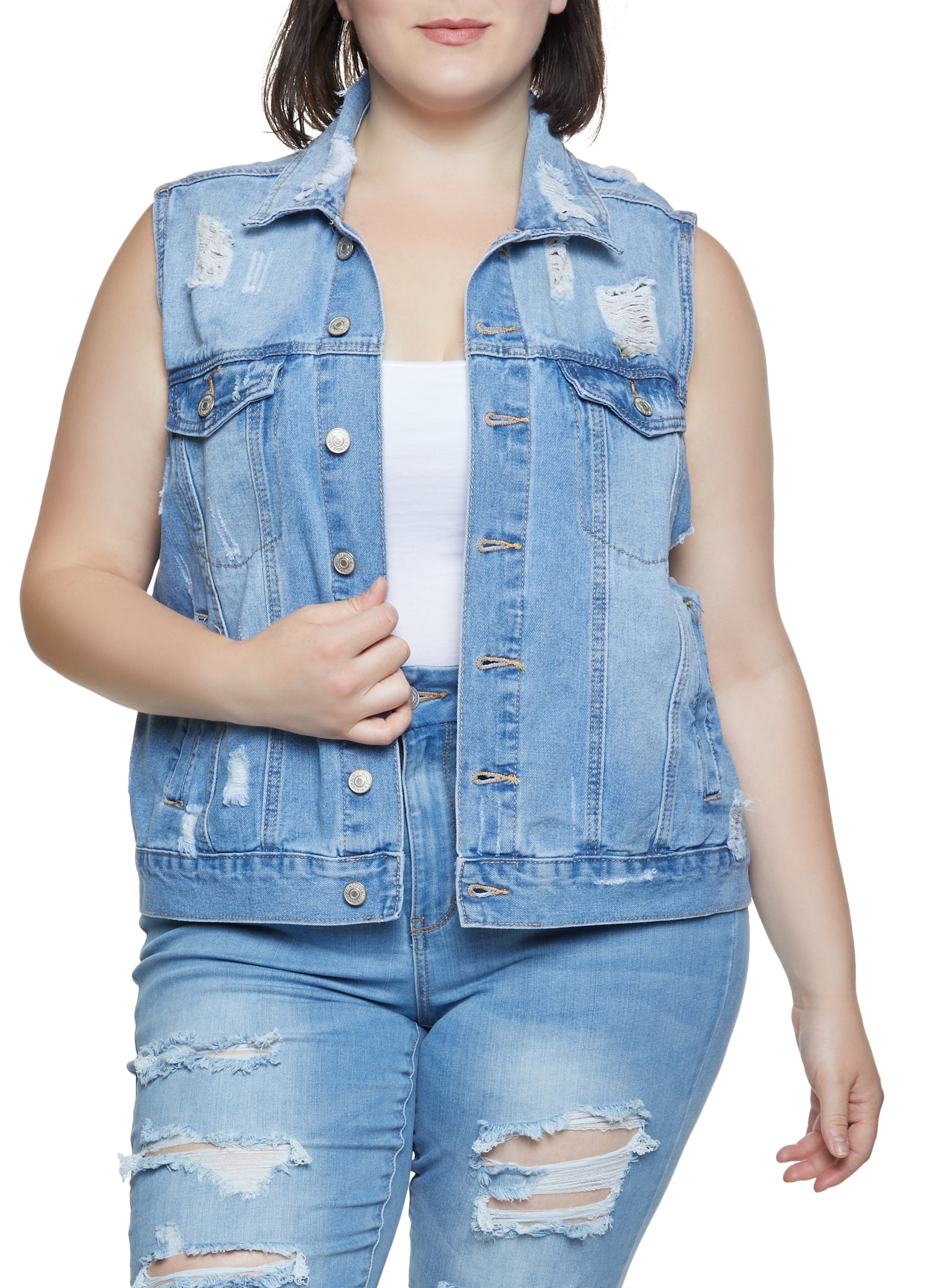 Denim vest store plus size