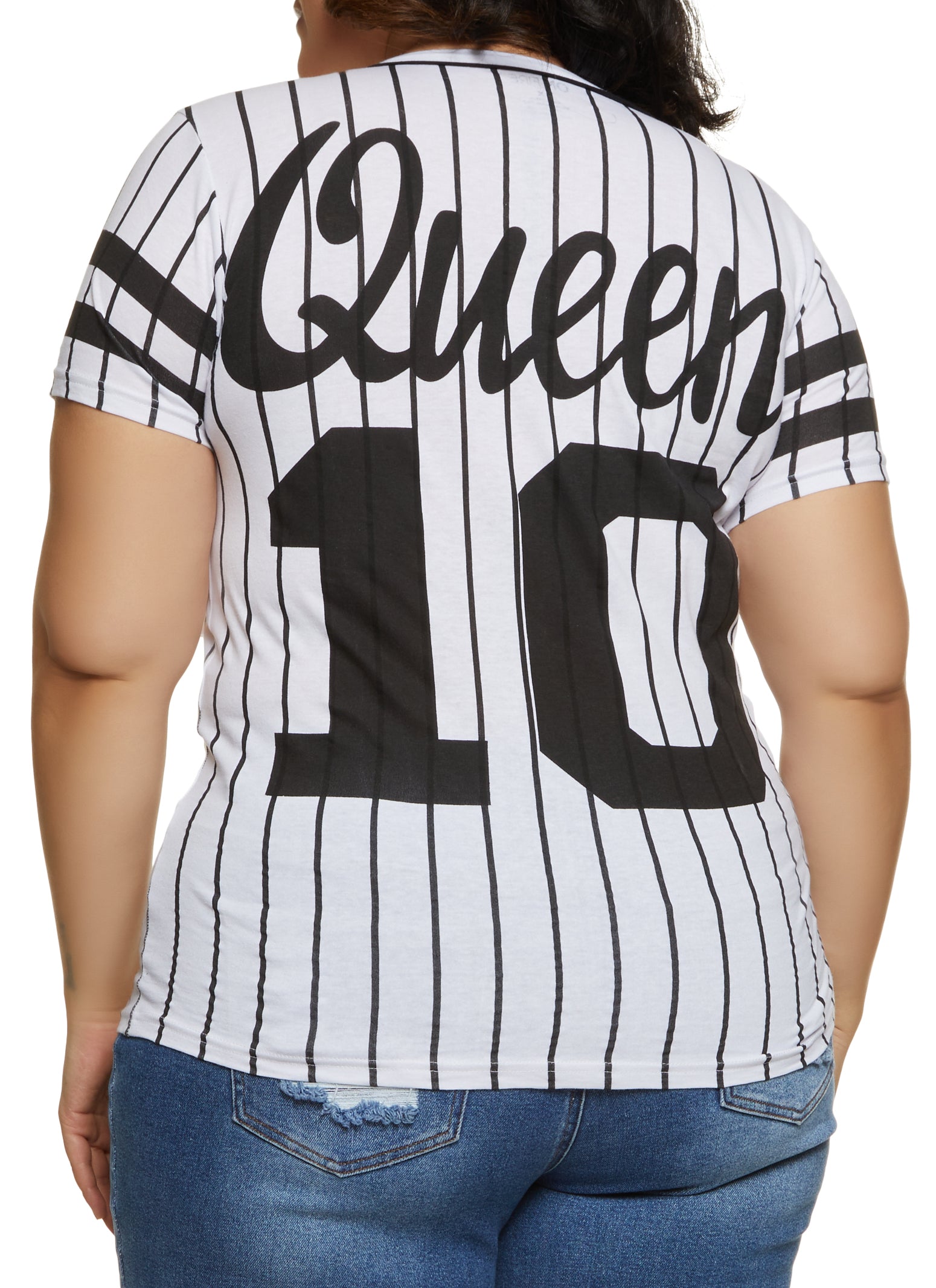 Plus Size Queen 10 Baseball Shirt - Black