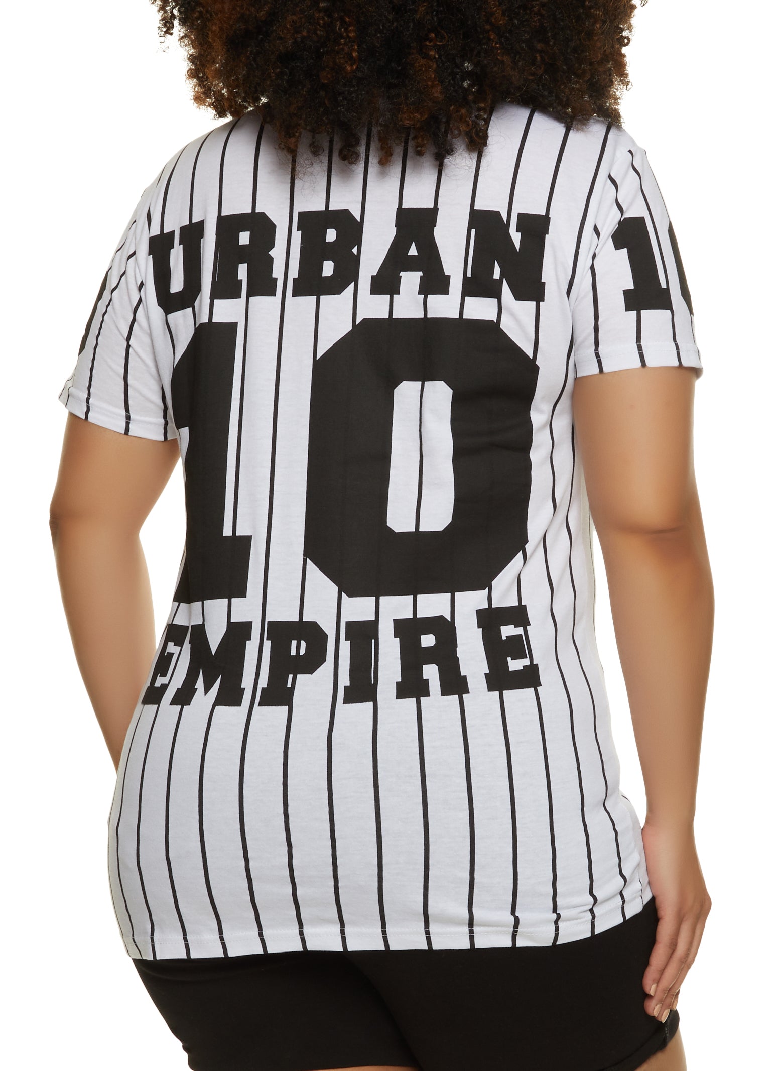Womens Plus Size Urban 10 Empire Baseball Shirt, White, Size 1x | Rainbow Shops