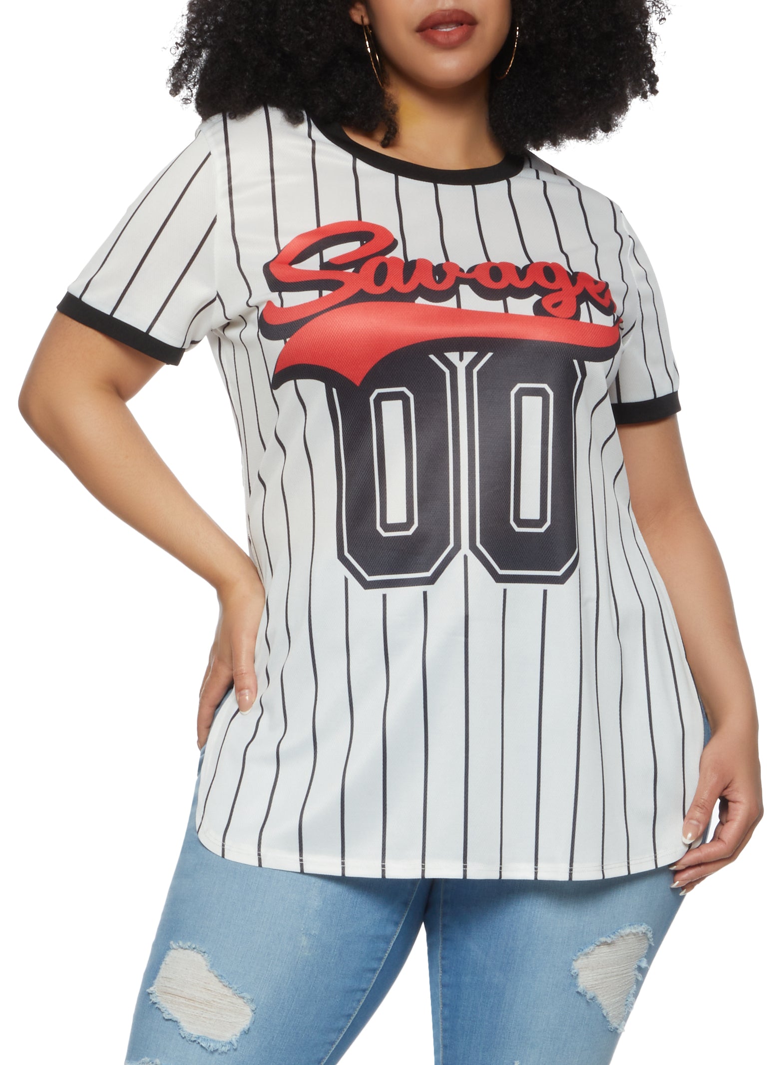 Plus Size Swag Baseball Jersey Top – Nothing But Jaz