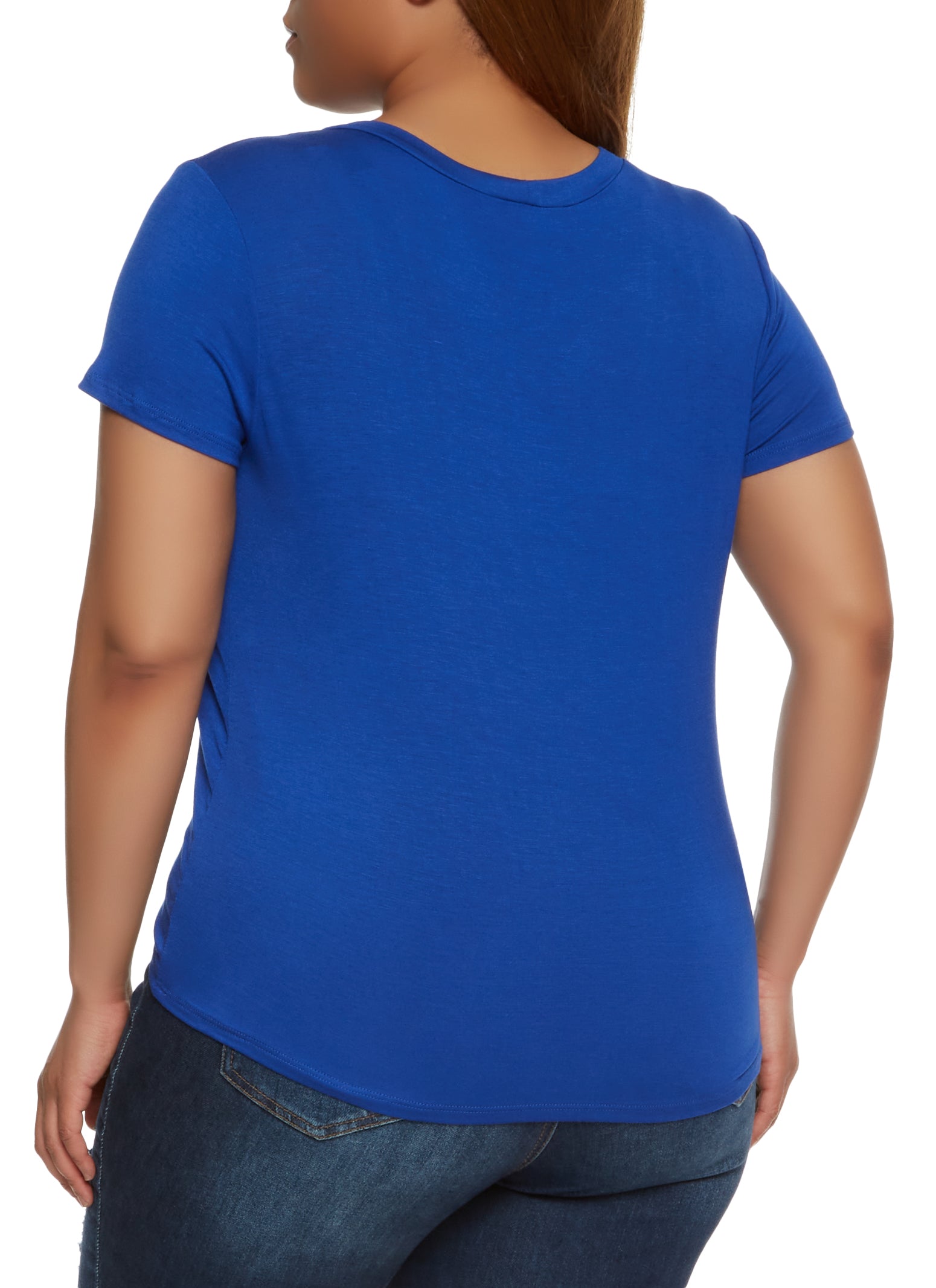 Womens Plus Size Winking Graphic Tee, Royal Blue, Size 2x | Rainbow Shops