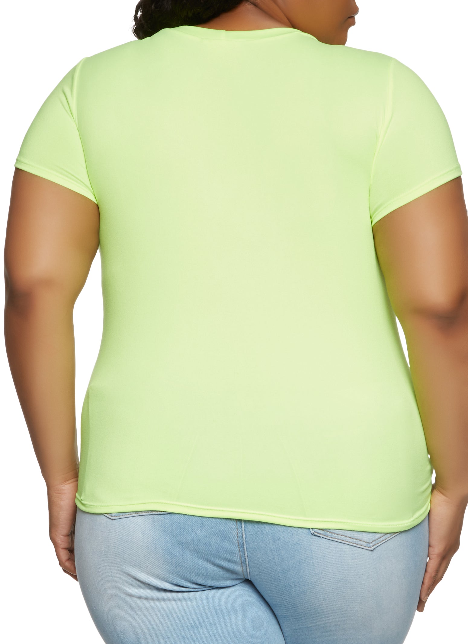 Womens Plus Size Oversized Pocket T Shirt, Neon Lime, Size 2x | Rainbow Shops