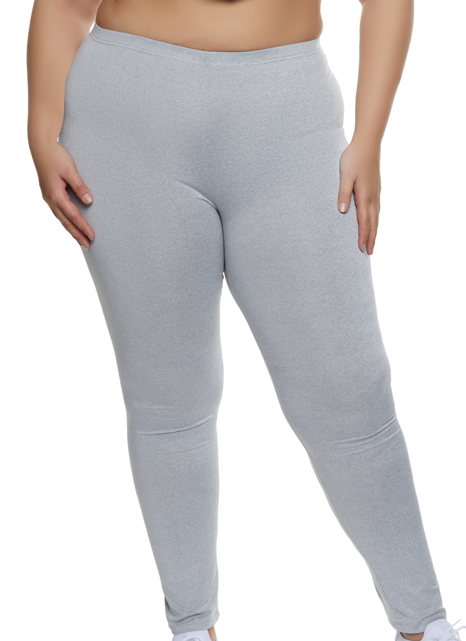 Plus Size High Rise Solid Leggings