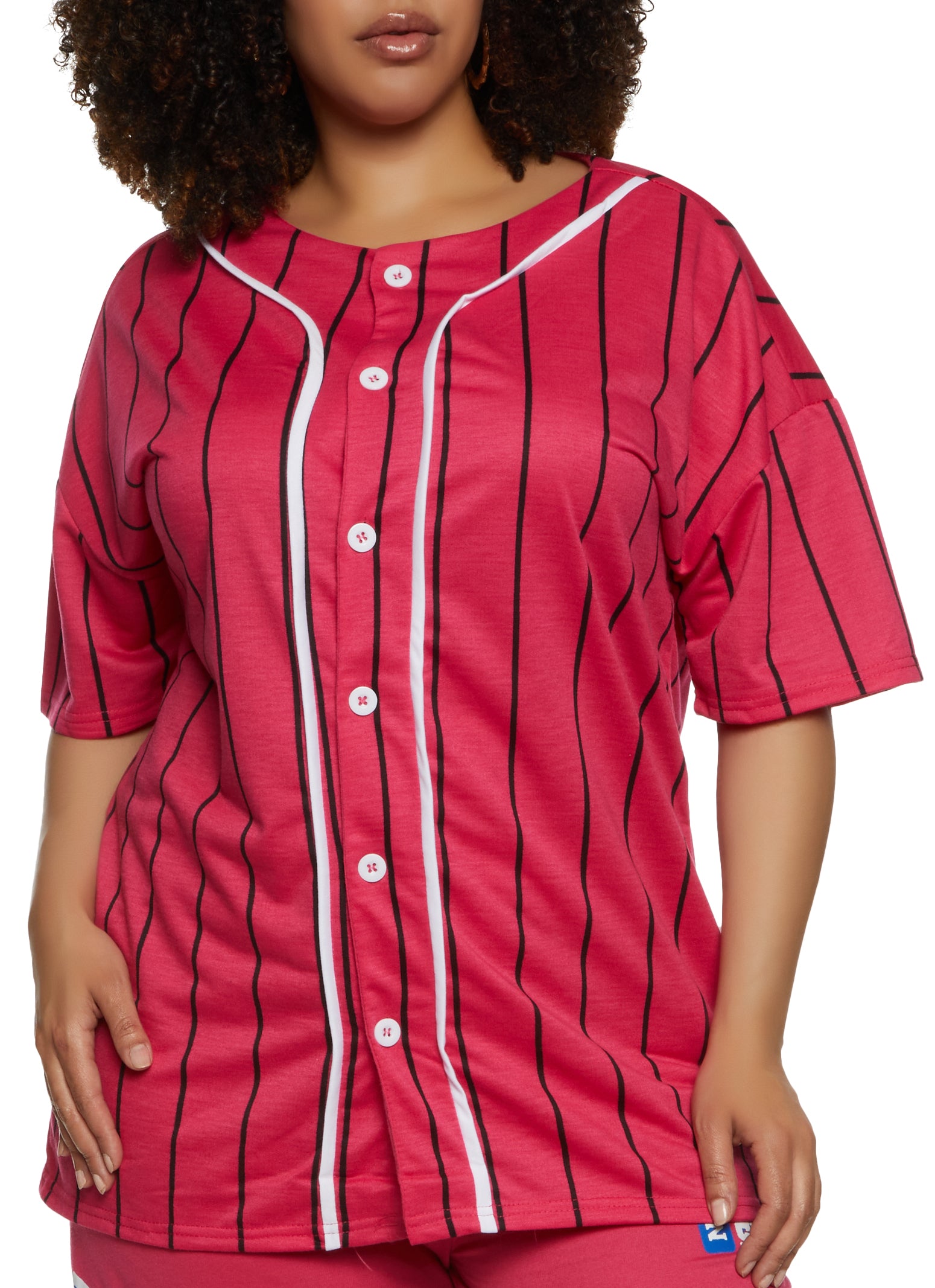 Women Baseball Jersey Top Short Sleeve Triped Baseball Shirt Plus