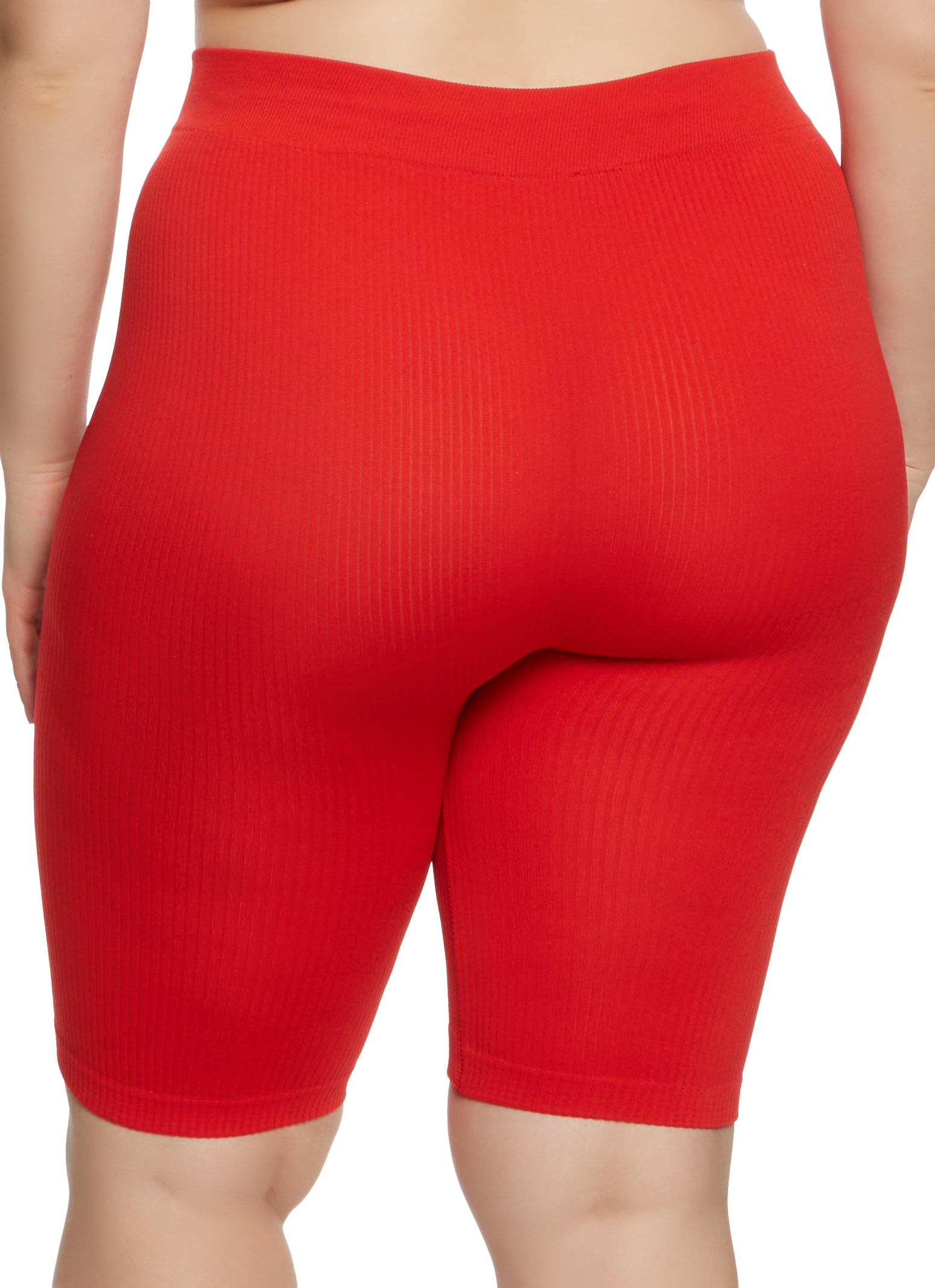 Plus Size Seamless Ribbed Biker Shorts