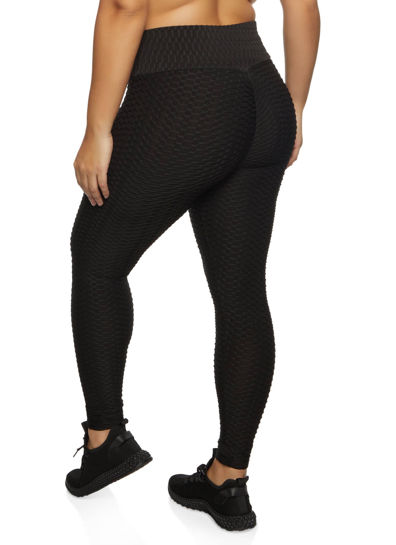 Plus Size Waistband Waffle Knit Leggings