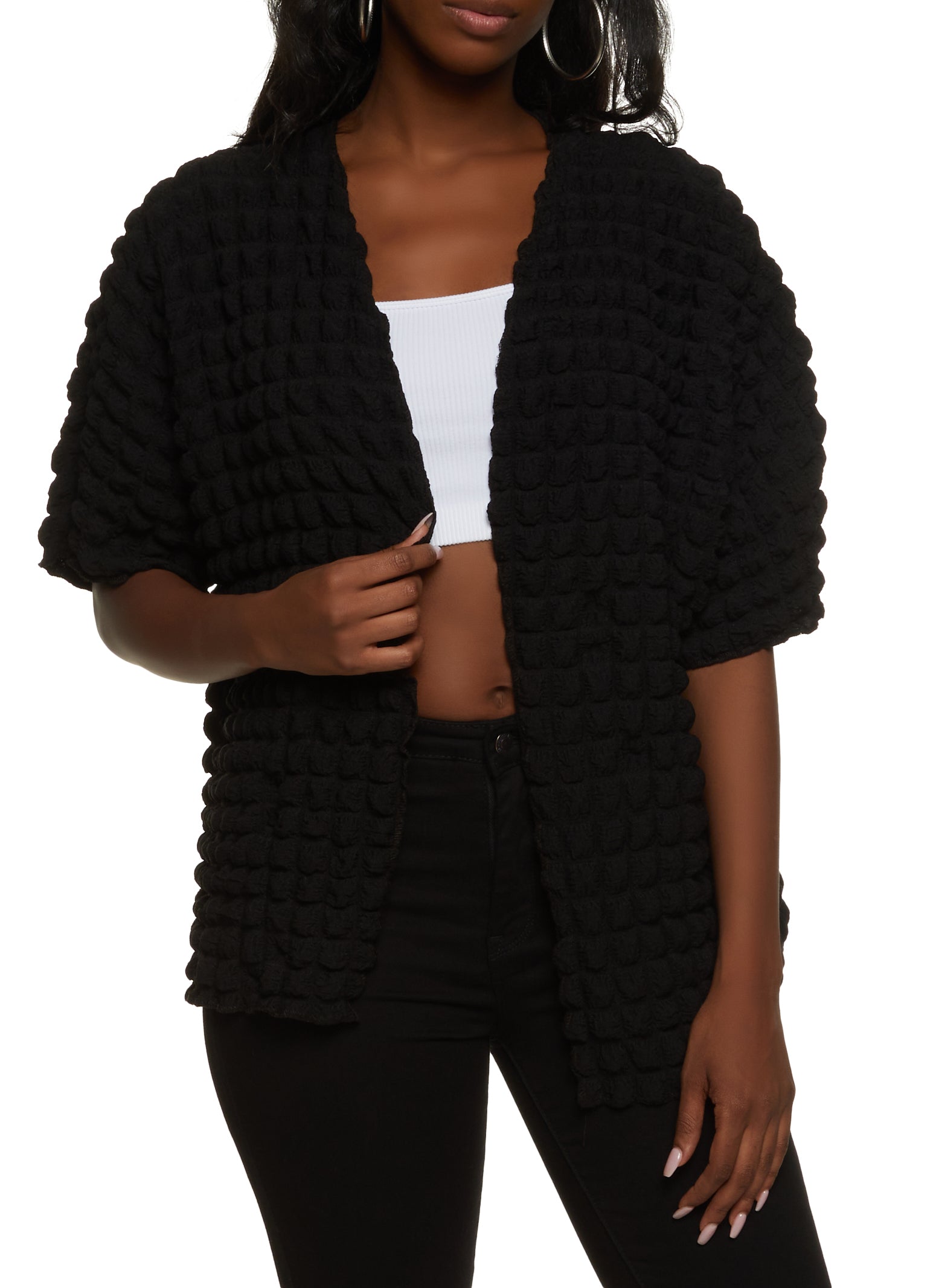 Bubble Knit Cardigan - Black