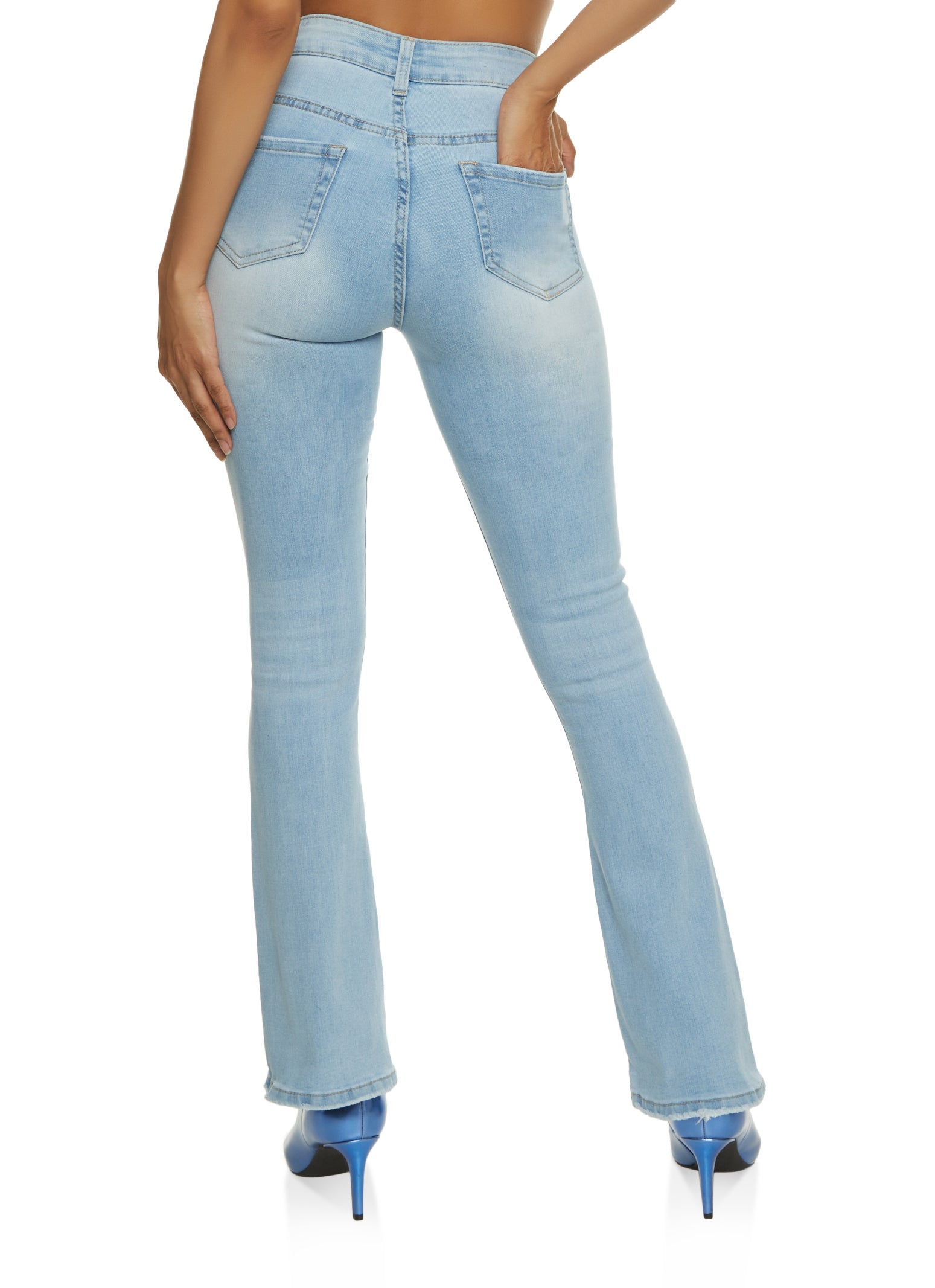 Wax Whiskered High Waist Boot Cut Jeans 9802