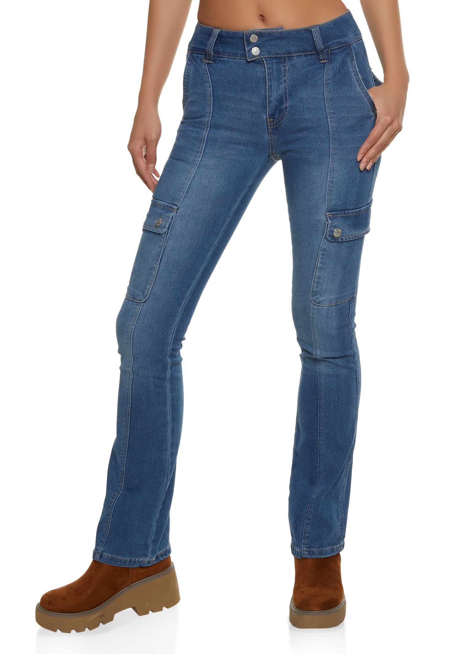 Almost Famous Low Rise Straight Leg Cargo Jeans
