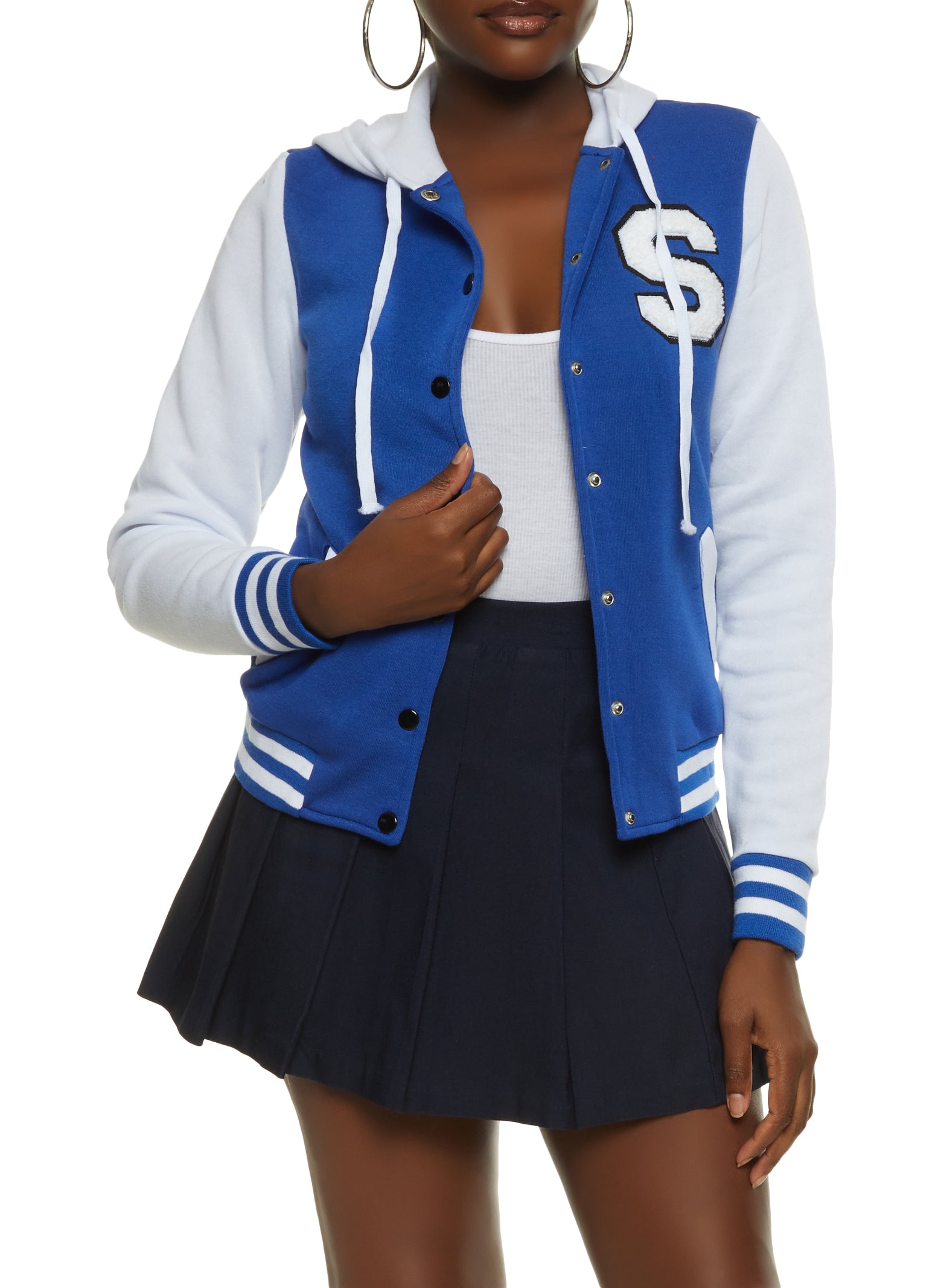 Women's Royal Blue & White Varsity Jacket