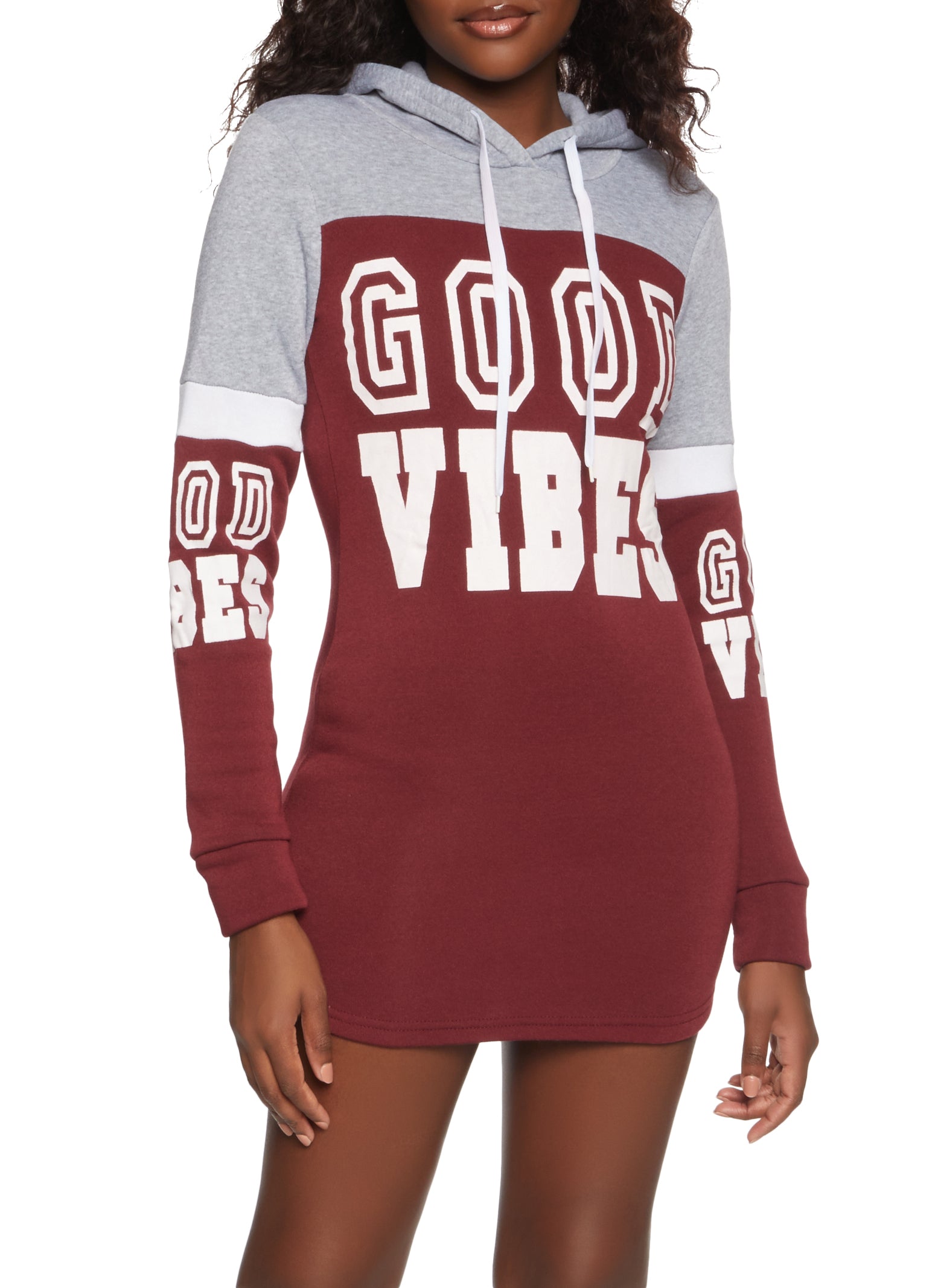 Good Vibes Color Block Hoodie Dress