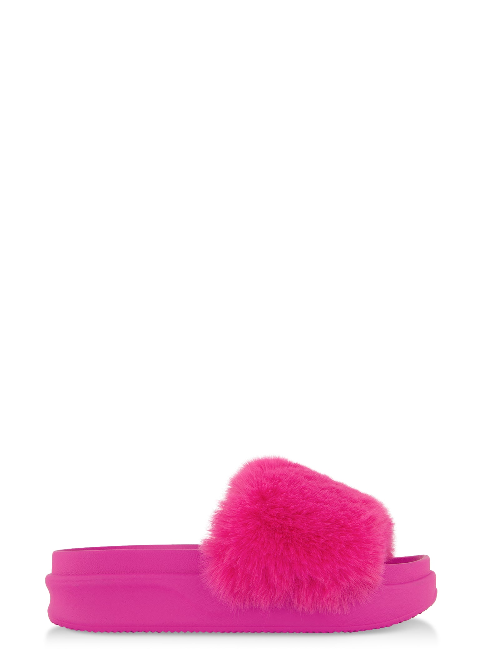 Faux Fur Slides, Hot Pink