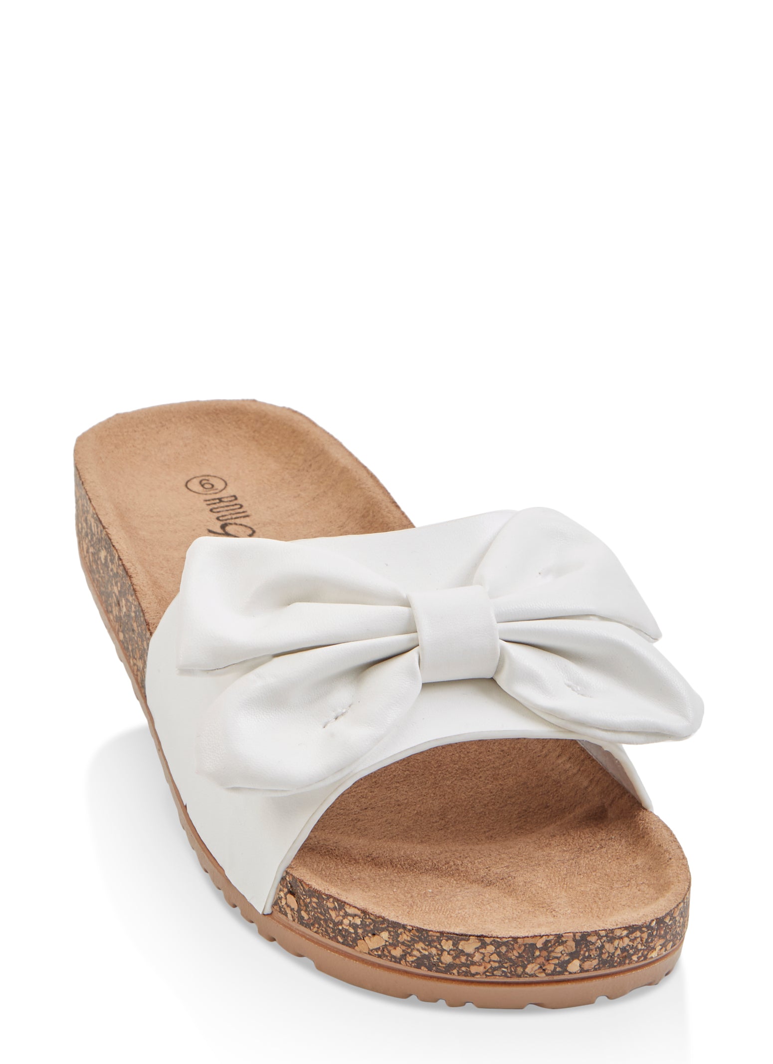 Bow Tie Slide Sandals White