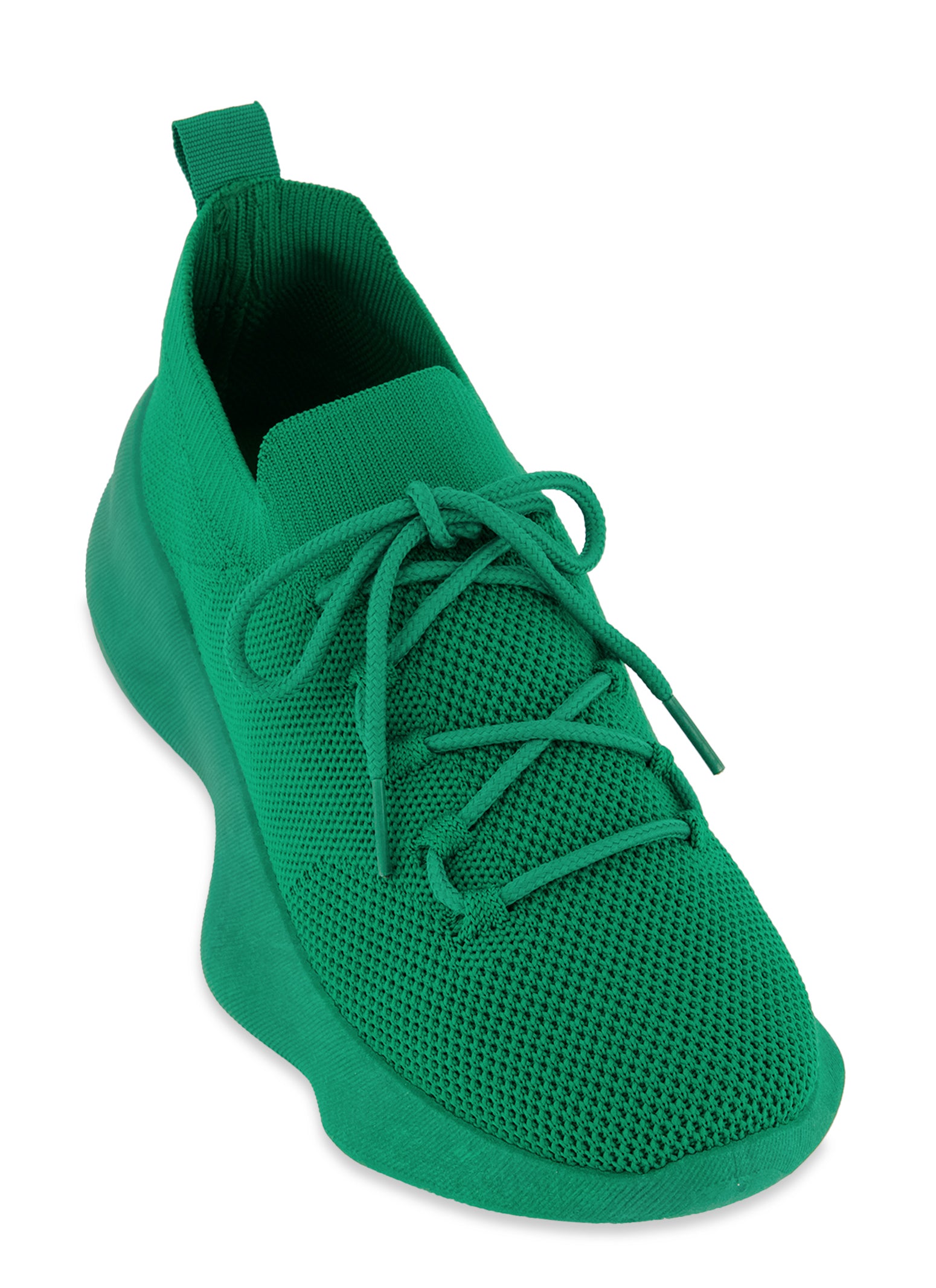 Sporty Chunky Sneakers For Women, Neon Green Lace-up Front