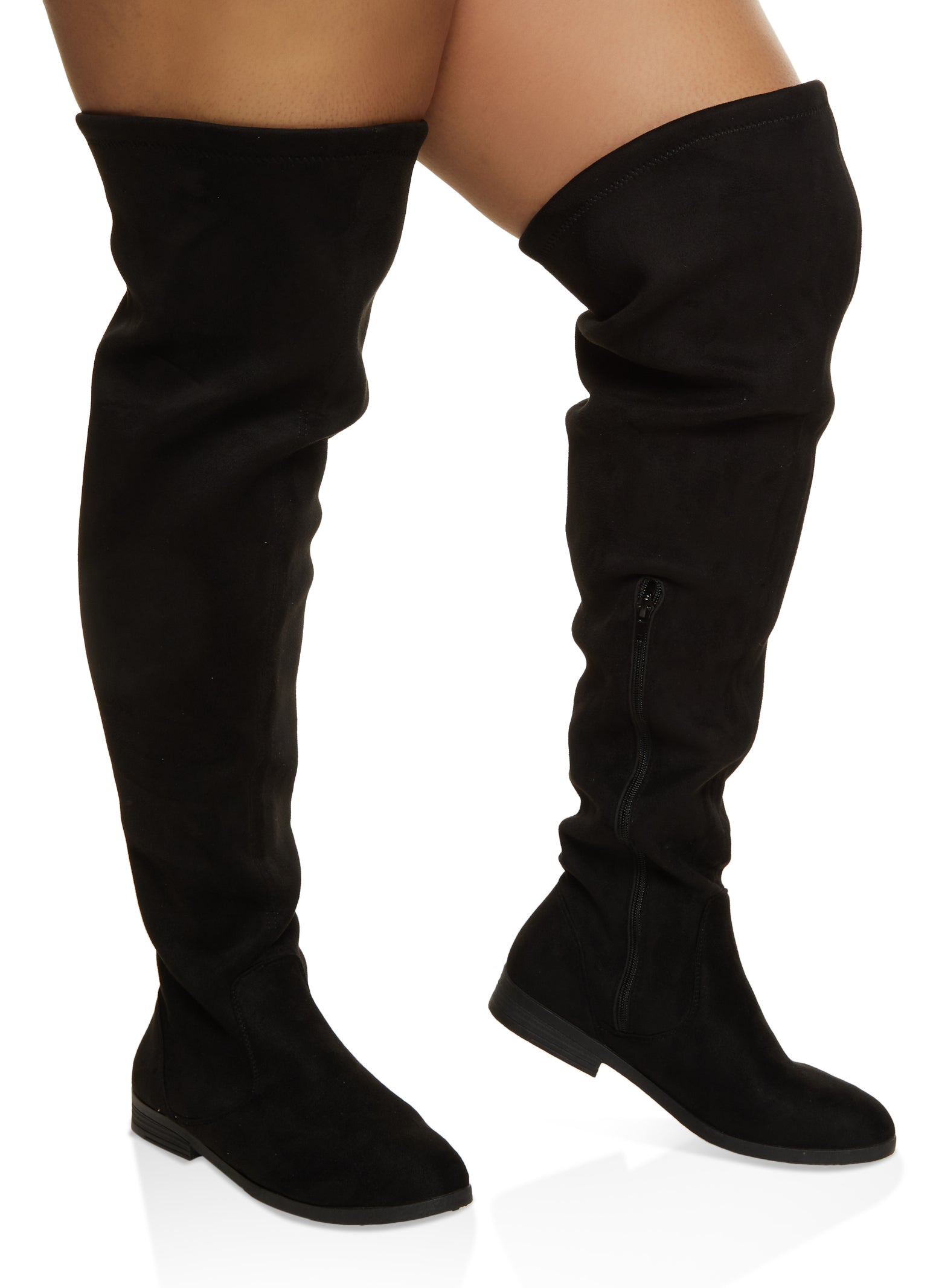 Black suede wide calf outlet over the knee boots