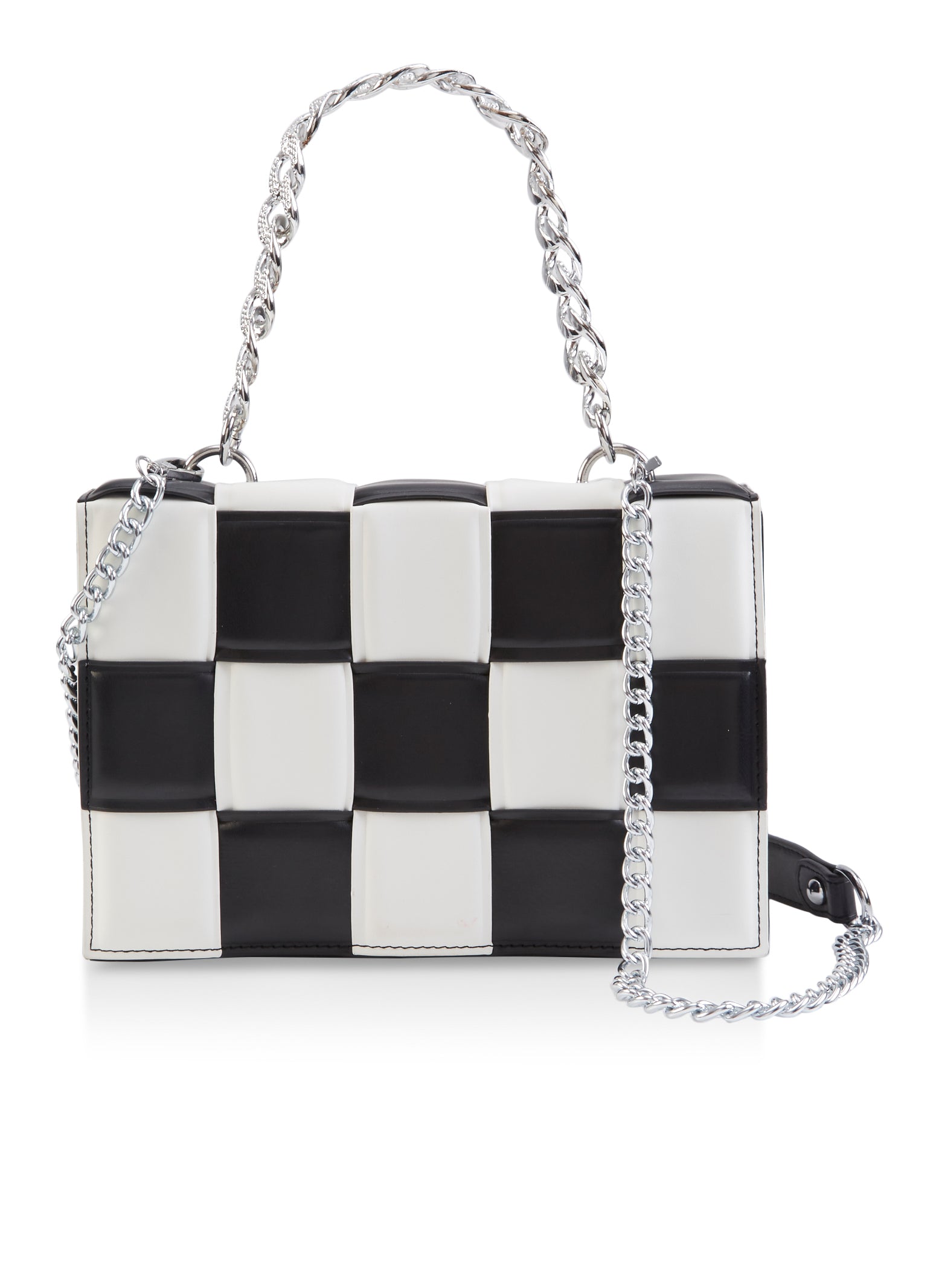 Black and White Checkered Small Crossbody Bag, Fabric Purse, Rude