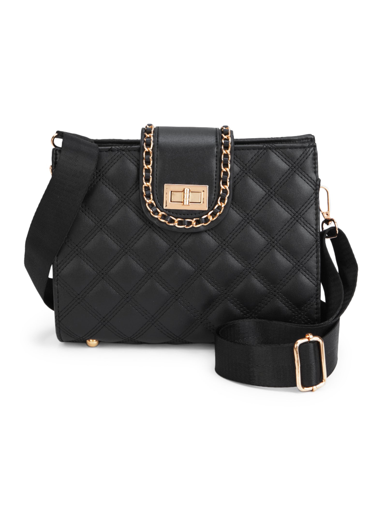 Turn-lock Quilted Chain Bag