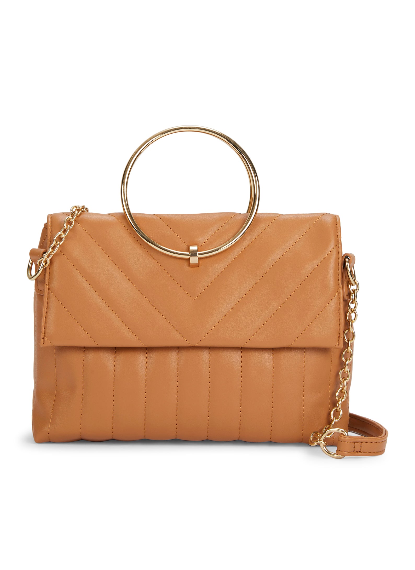 Faux Leather O-Ring Crossbody Bag