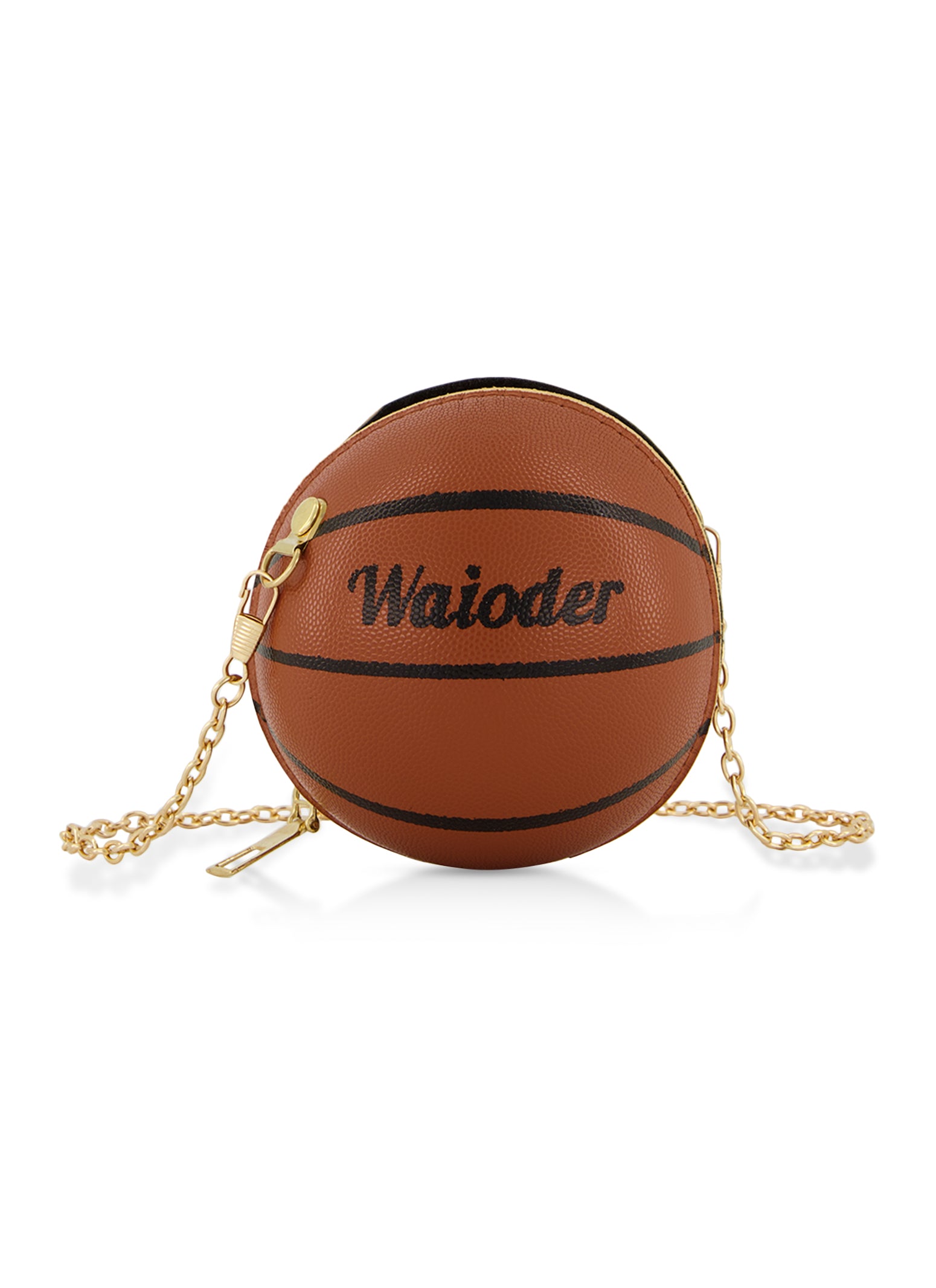 Chain Strap Mini Basketball Crossbody Bag - Brown