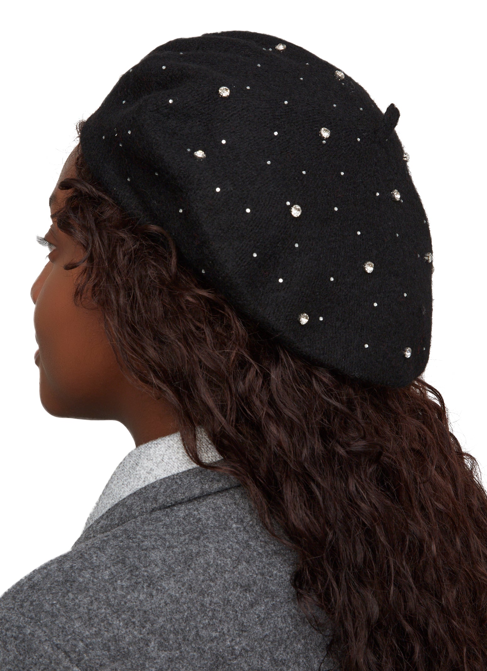 Rhinestone Studded Beret