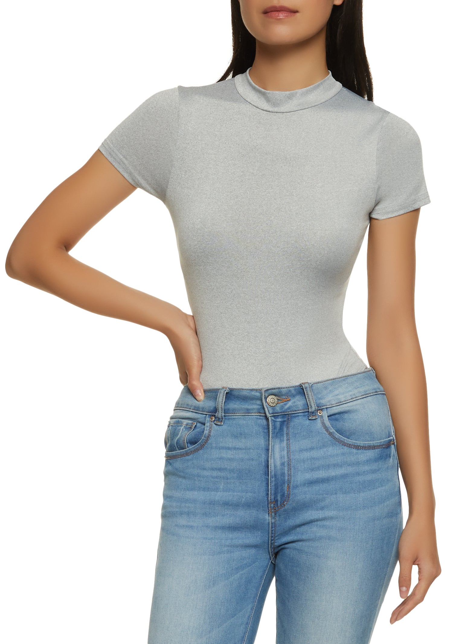 Short Sleeve Mock Neck Bodysuit