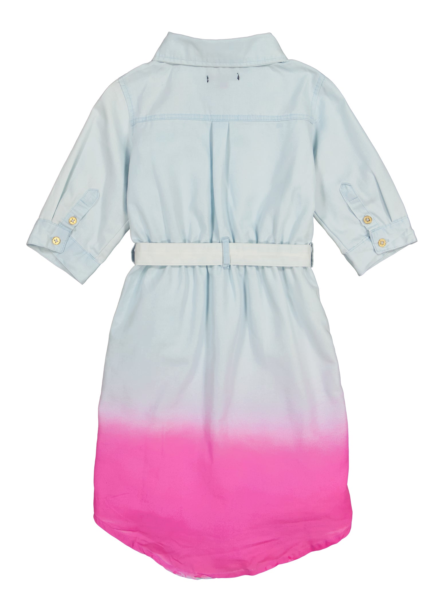 Girls Ombre New York Patch Denim Shirt Dress, Neon Pink, Size 7-8 | Rainbow Shops