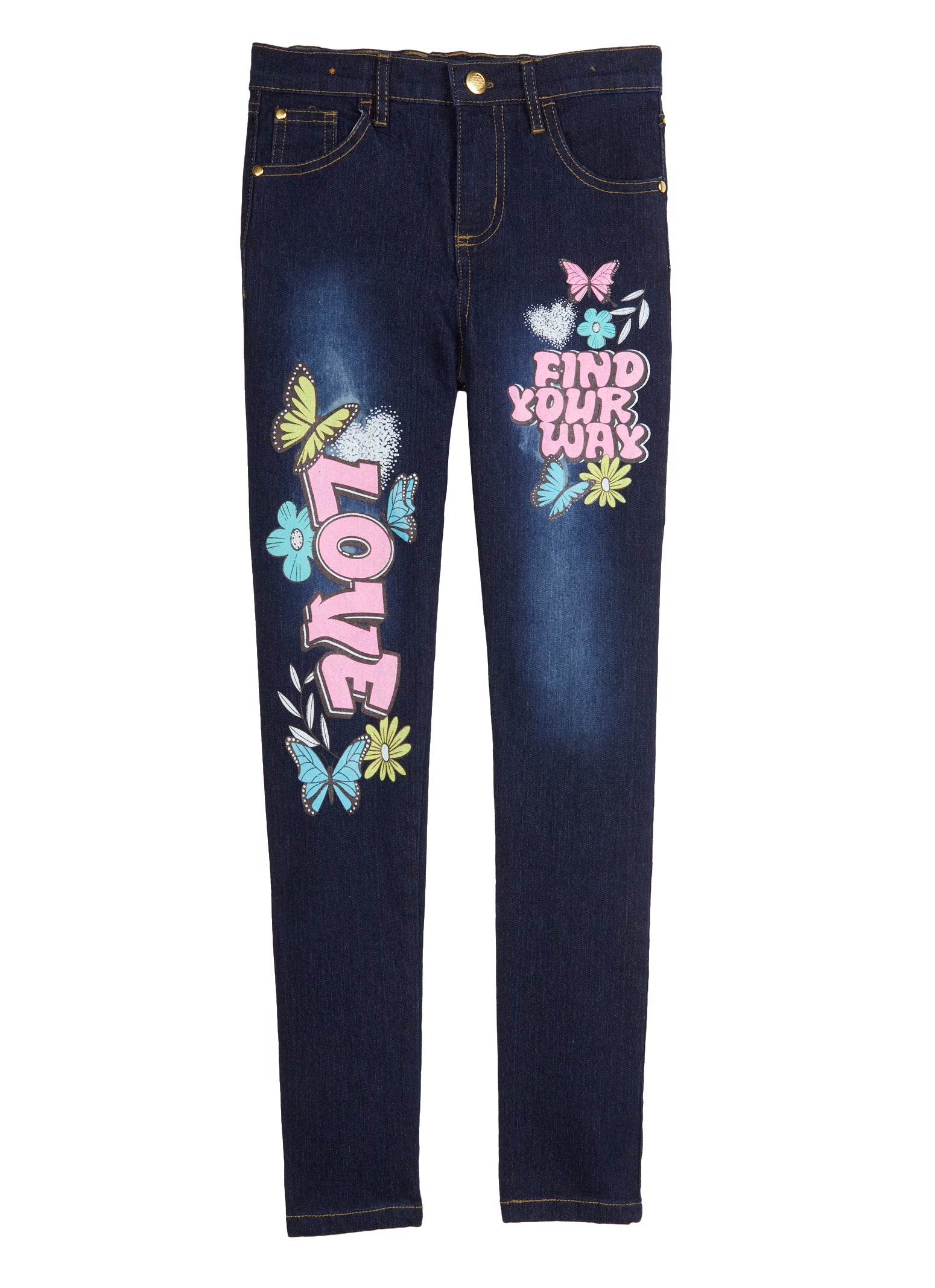 Girls Love Graffiti Print Graphic Skinny Jeans